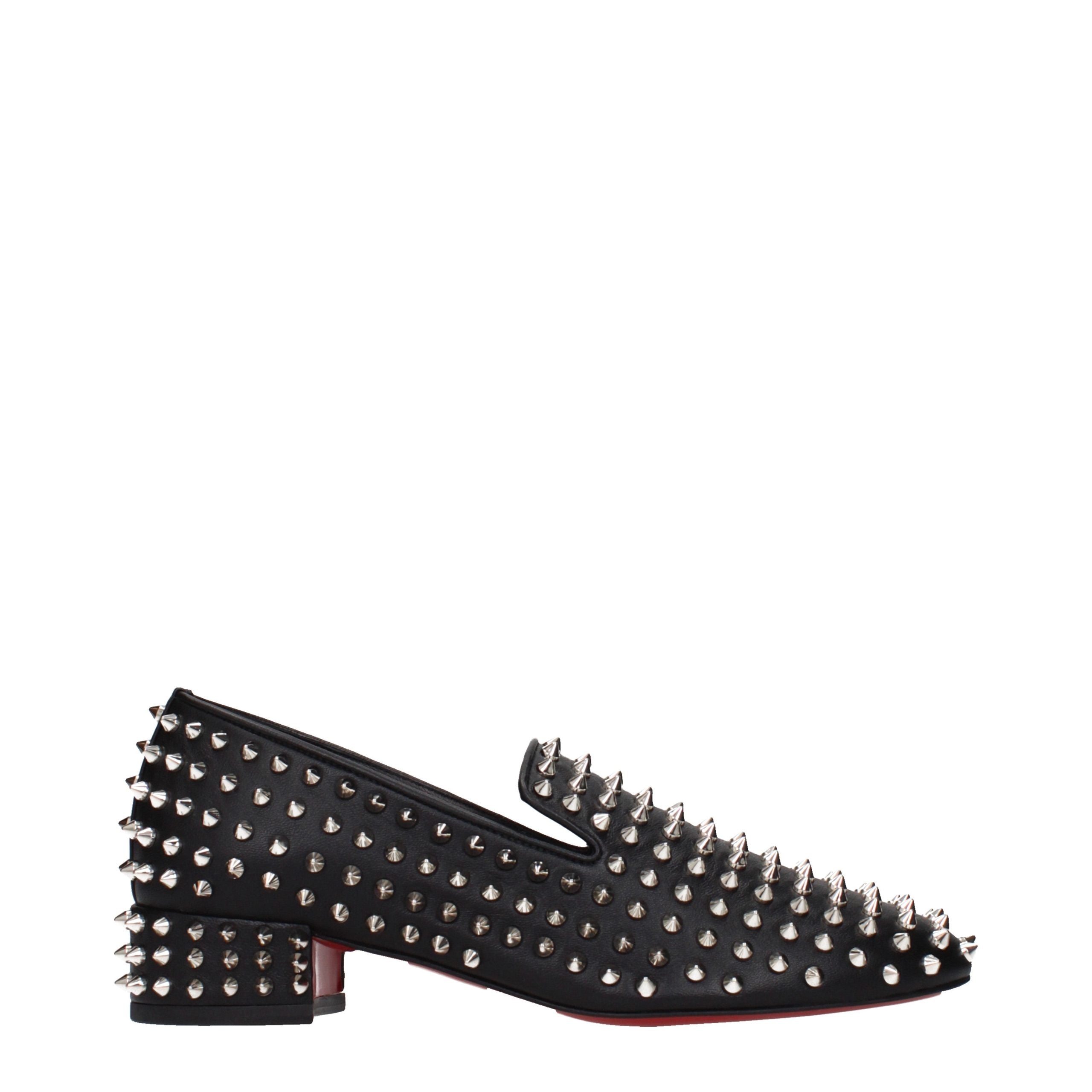 Schwarze Lederloafers mit Nieten von Louboutin