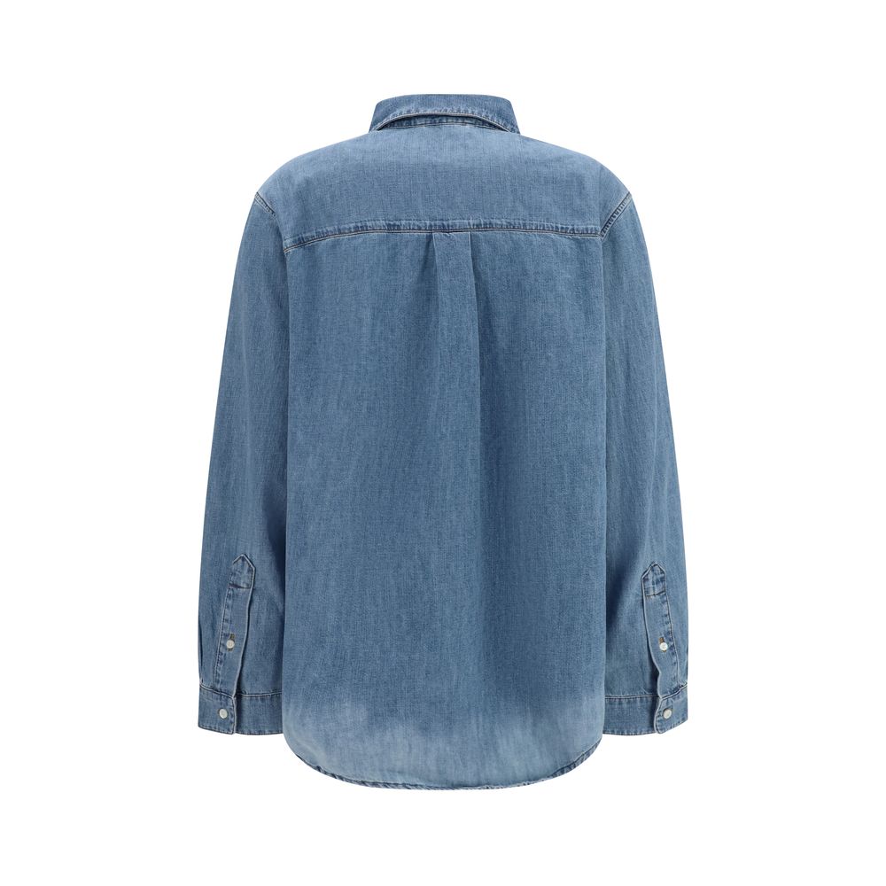 Blaues Baumwoll-Chambray-Hemd von Miu Miu
