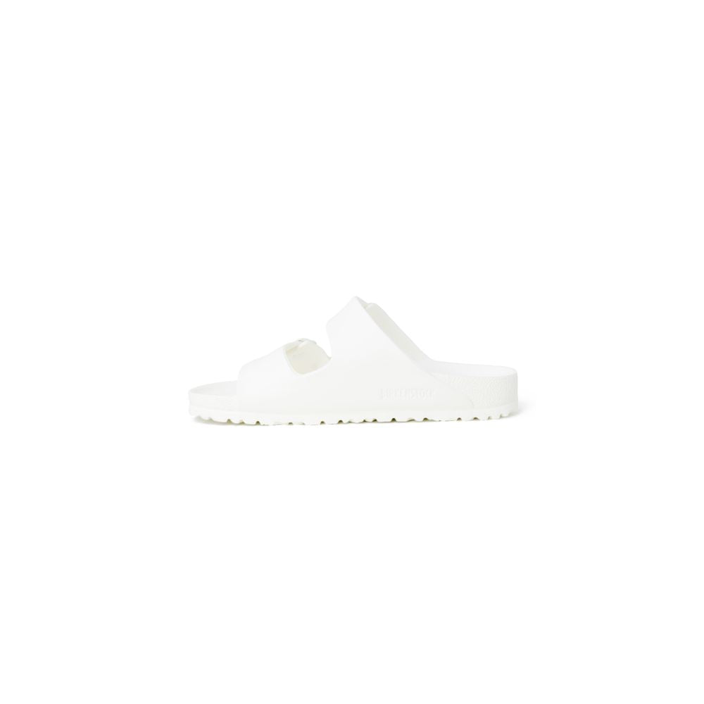 Weiße synthetische flache Sandalen mit verstellbaren Riemen