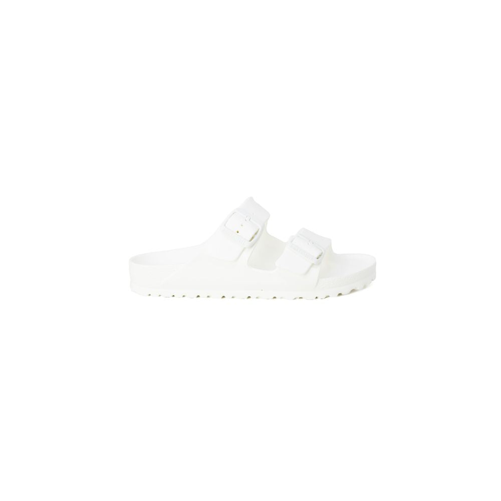 White Synthetic Flat Sandals with Adjustable Straps