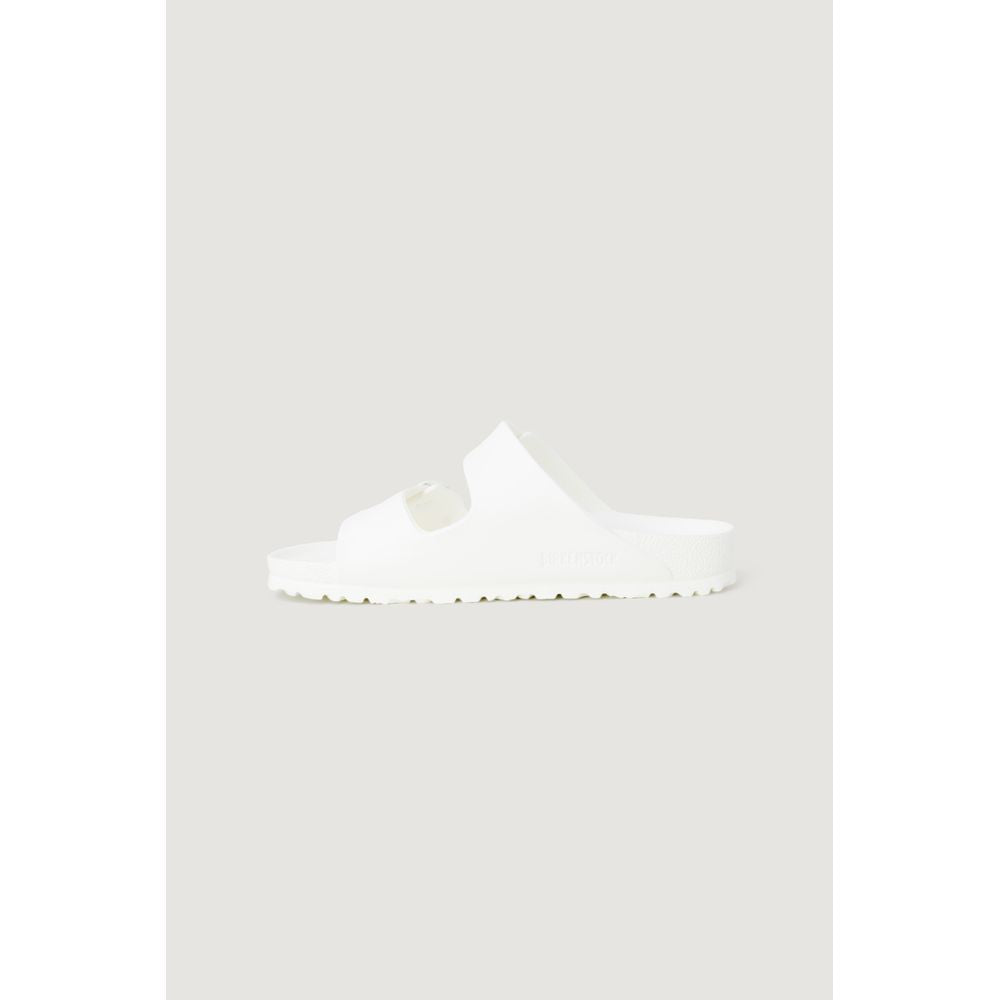 White Synthetic Flat Sandals with Adjustable Straps