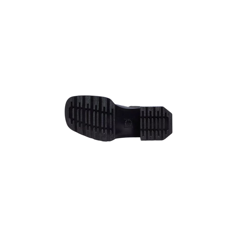 Schwarze Chelsea Ankle Boots aus Leder mit eckigem Absatz