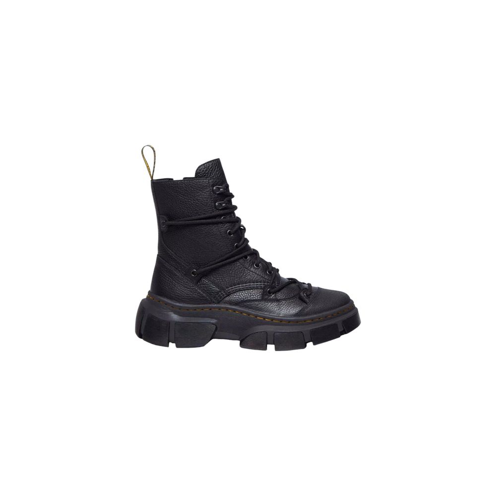 Schwarze Leder-Schnürstiefel mit klobiger Sohle
