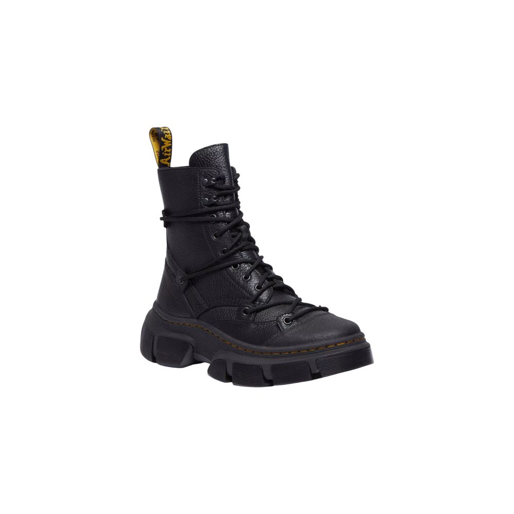 Schwarze Leder-Schnürstiefel mit klobiger Sohle