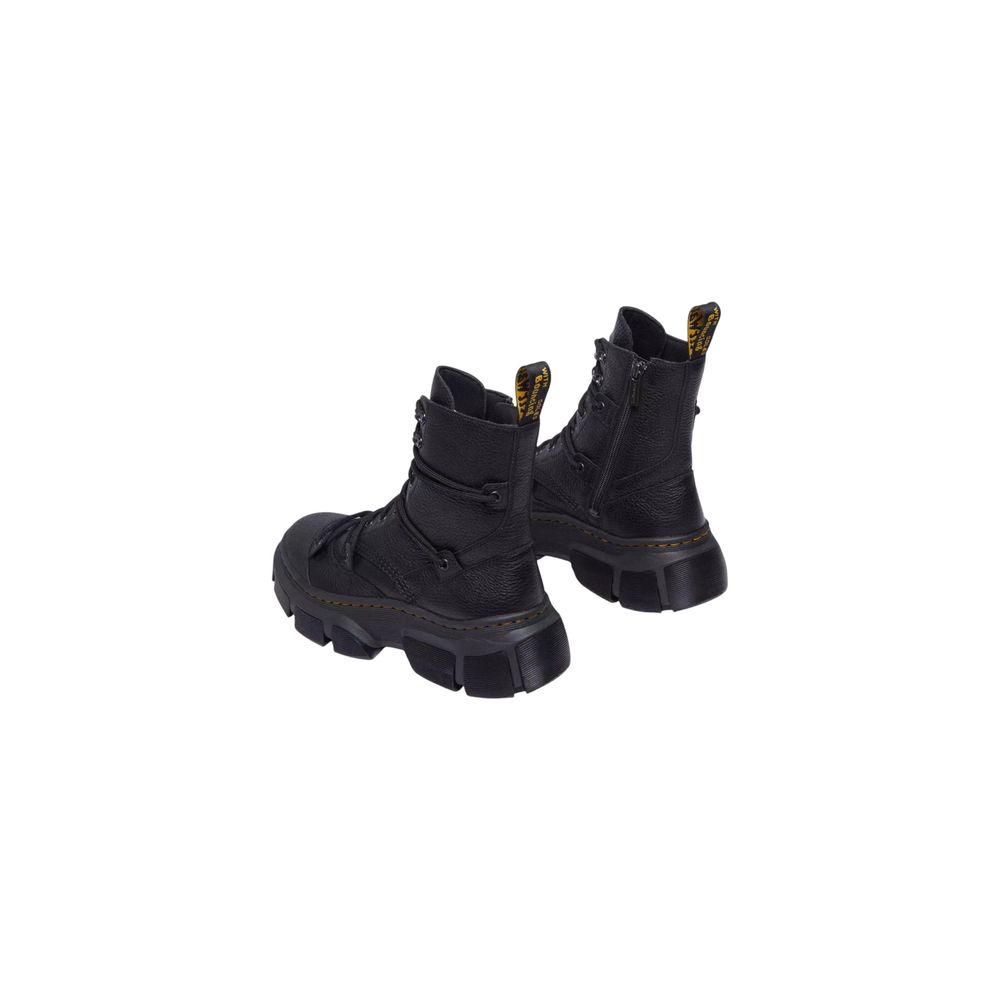 Schwarze Leder-Schnürstiefel mit klobiger Sohle