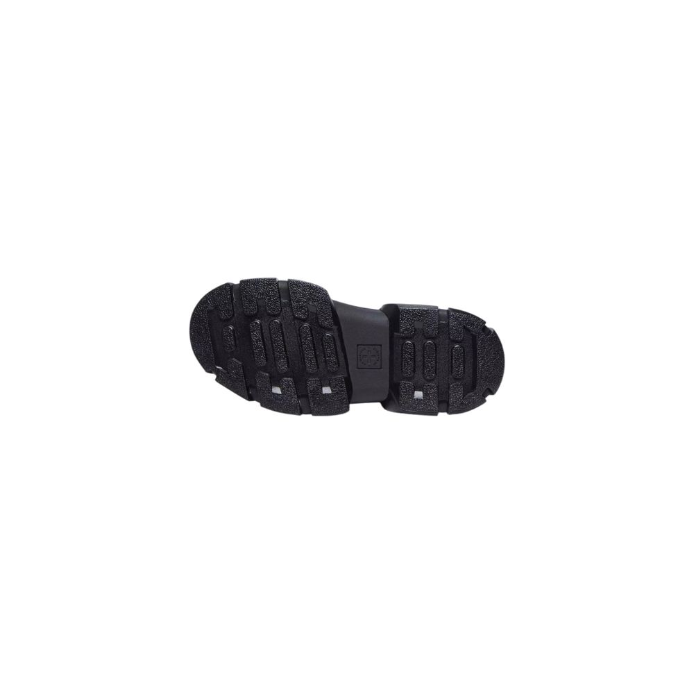 Schwarze Leder-Schnürstiefel mit klobiger Sohle