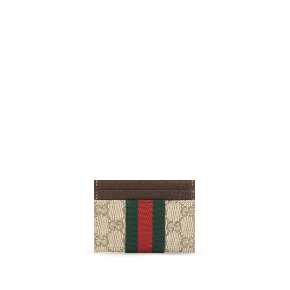 Beige Cotton Card Holder with Web Stripe