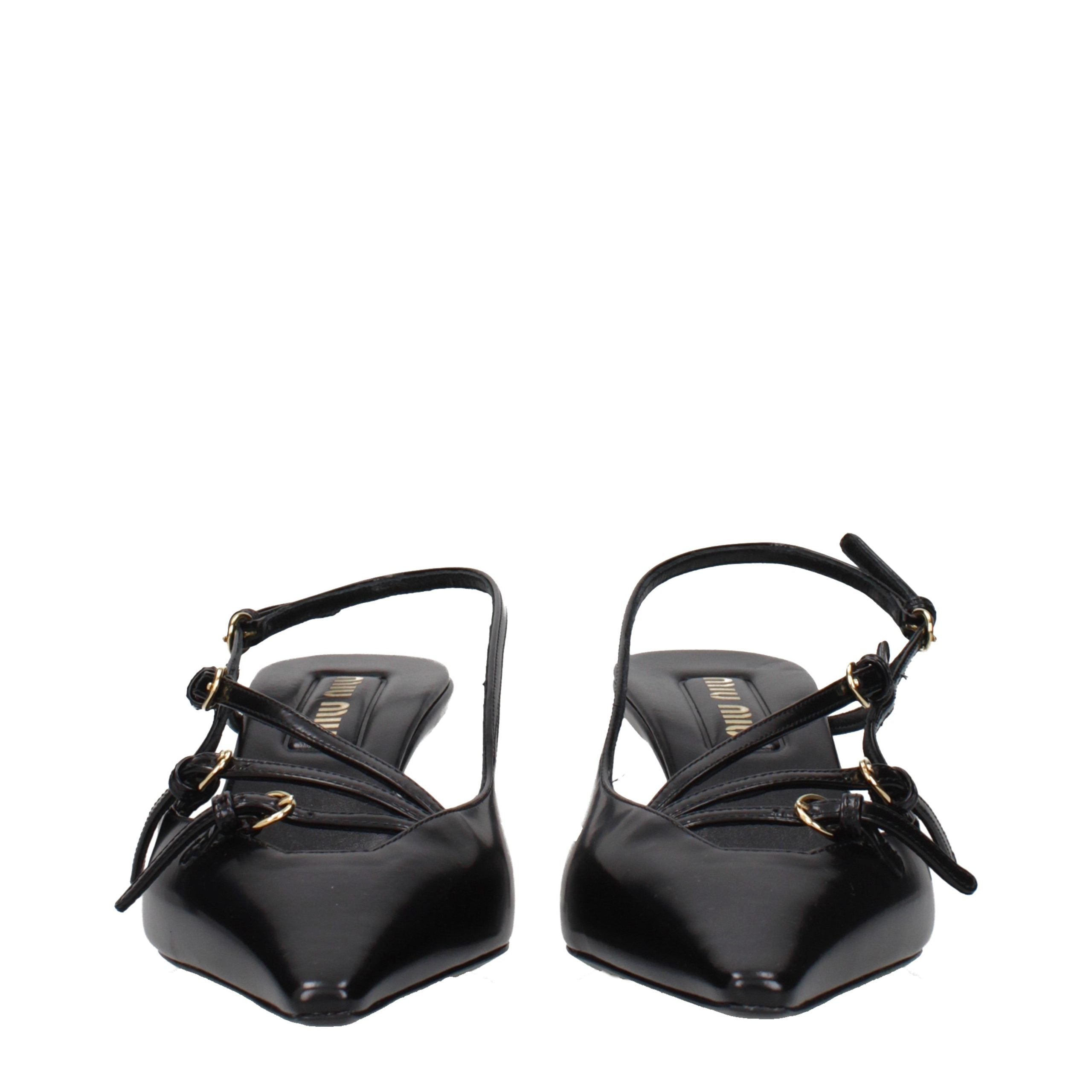 Schwarze Leder-High-Heel-Sandalen von Miu Miu