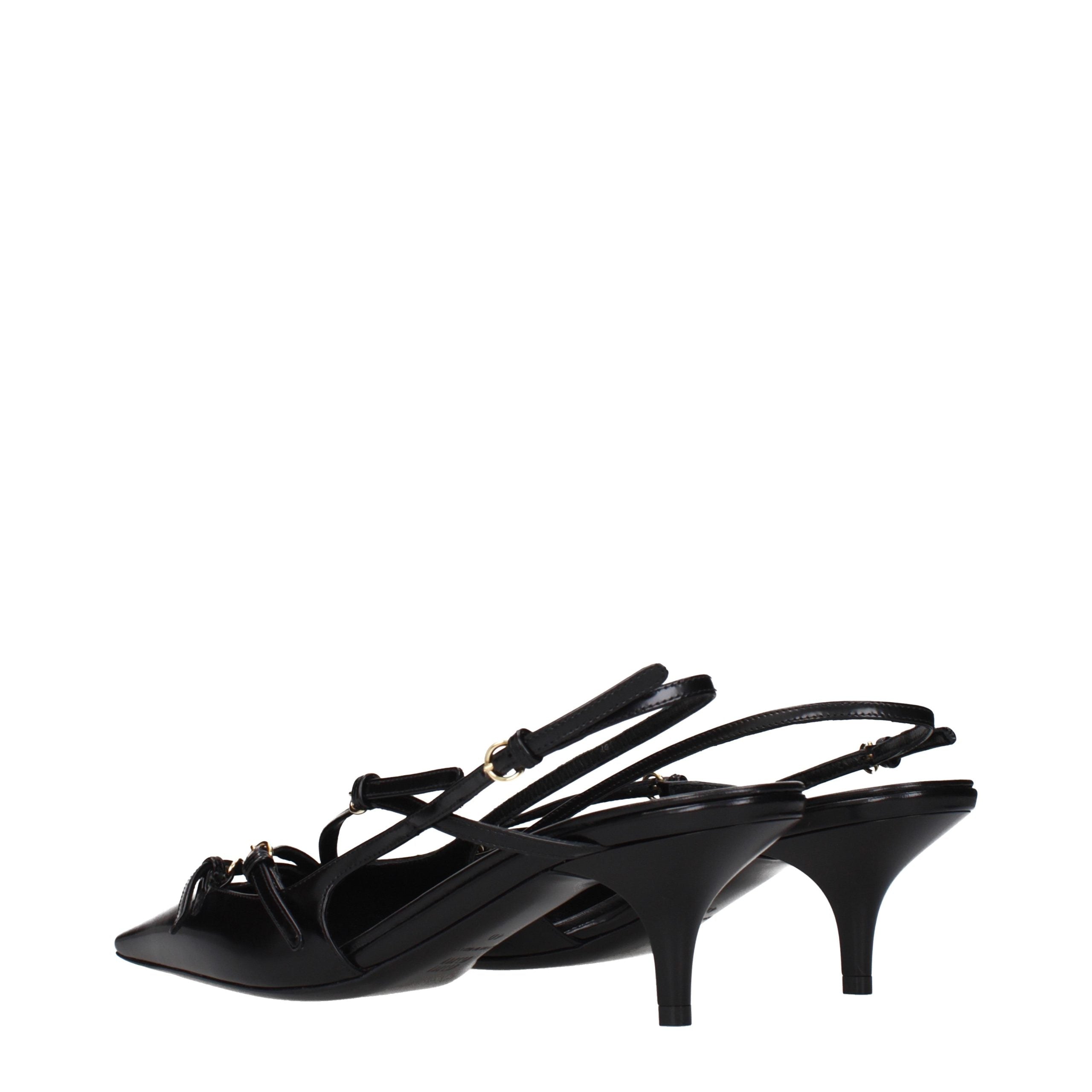 Schwarze Leder-High-Heel-Sandalen von Miu Miu
