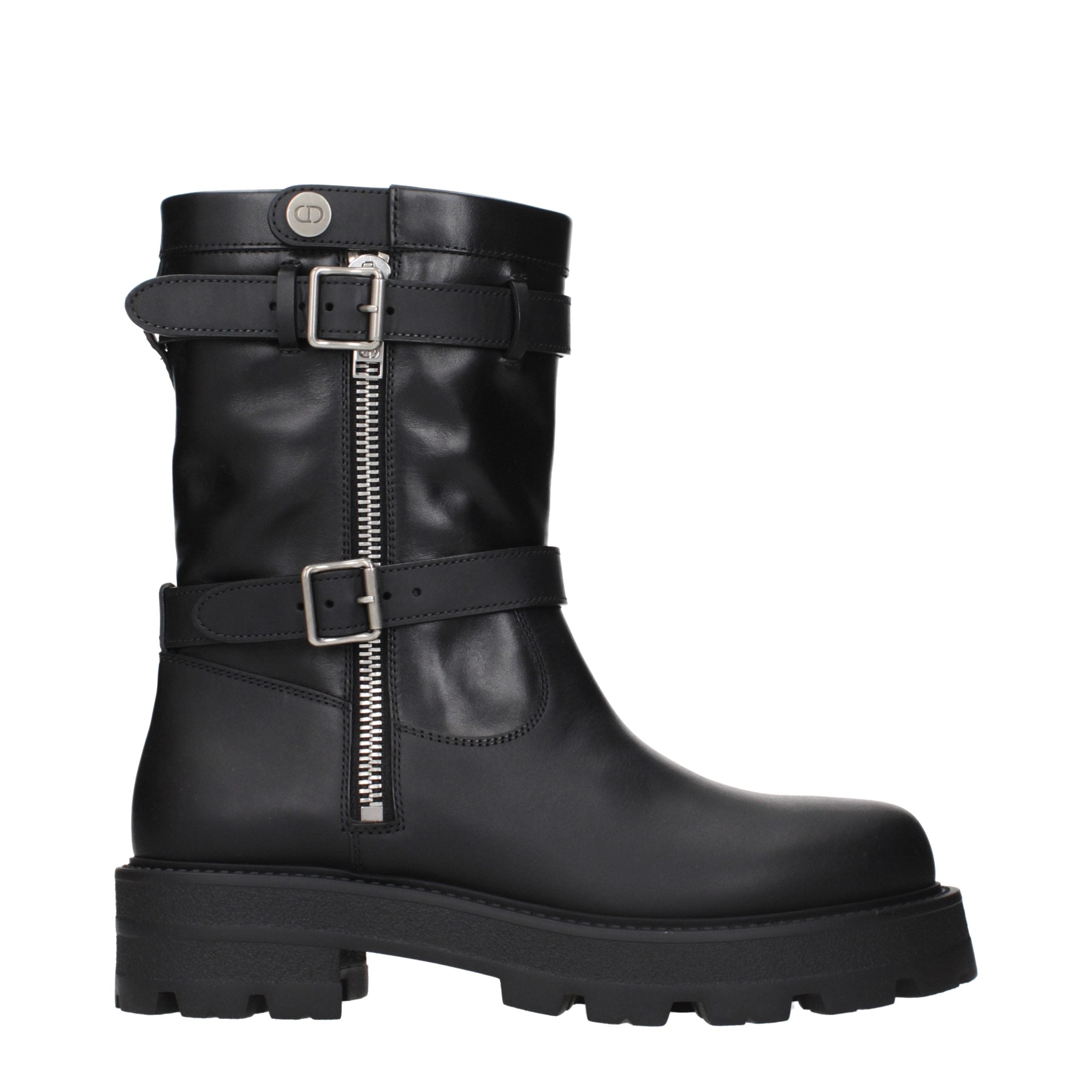 Schwarze Lederstiefeletten von Christian Dior