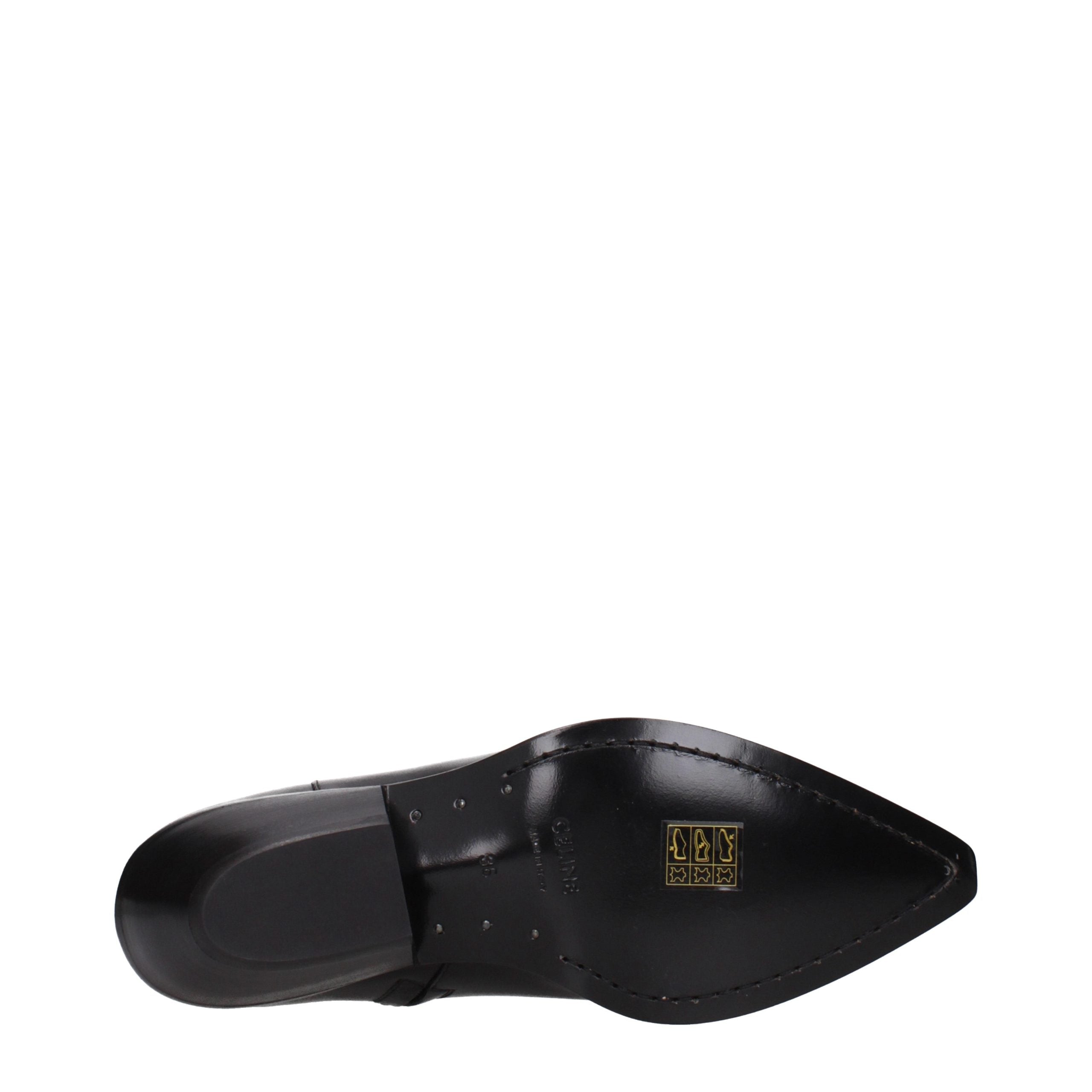 Black Leather Ankle Boots with Embellishment by Celine