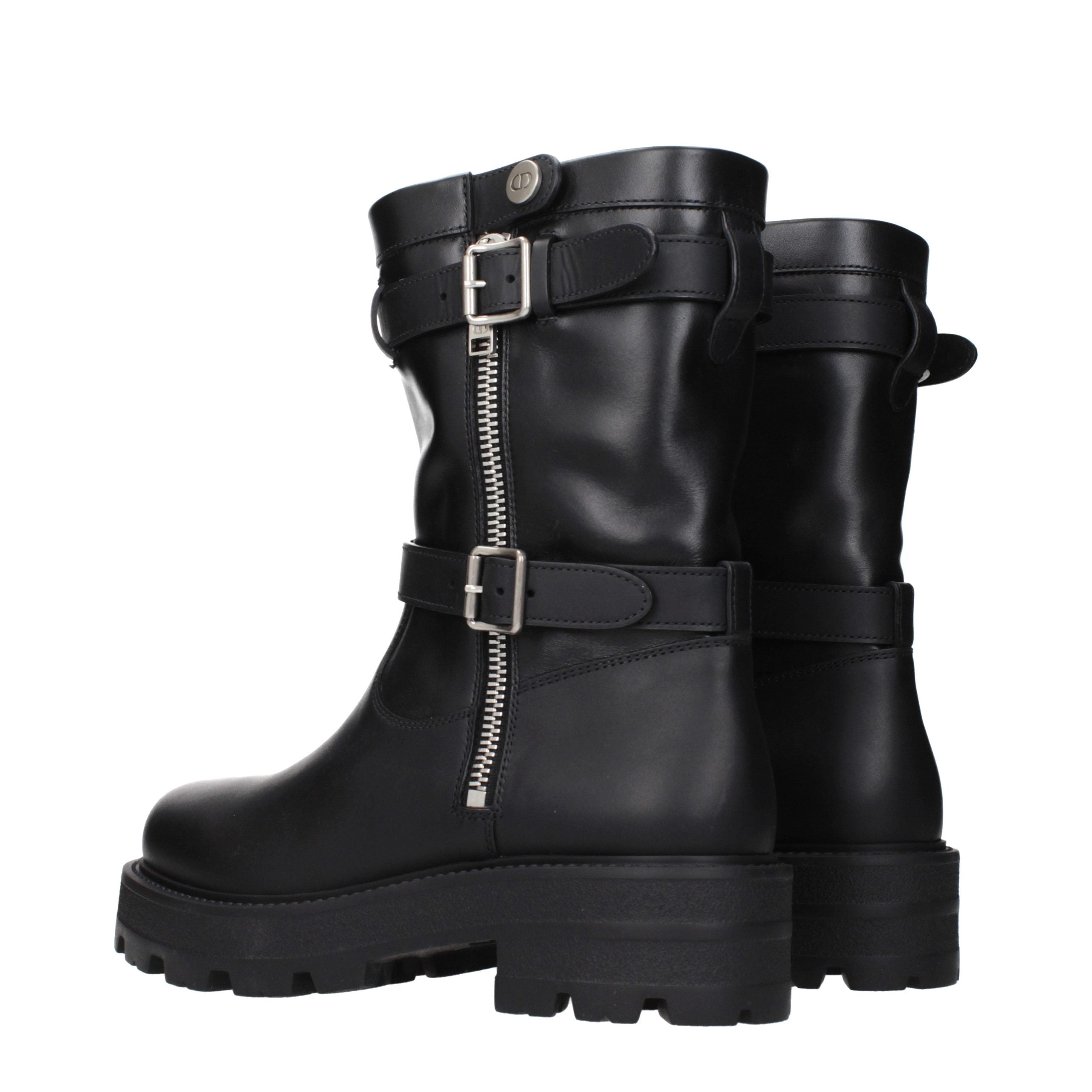 Schwarze Lederstiefeletten von Christian Dior