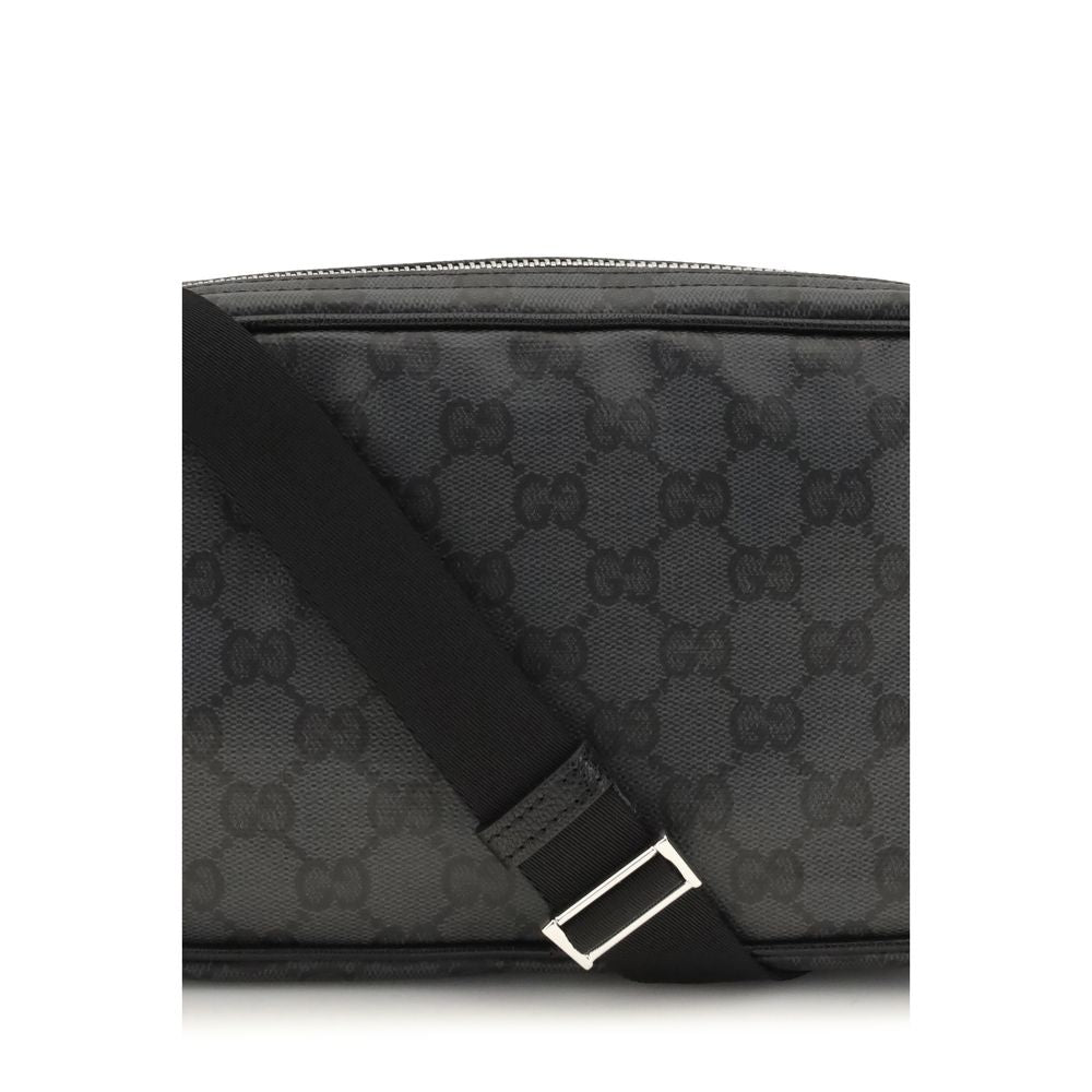 Black Cotton and Leather Mini Shoulder Bag