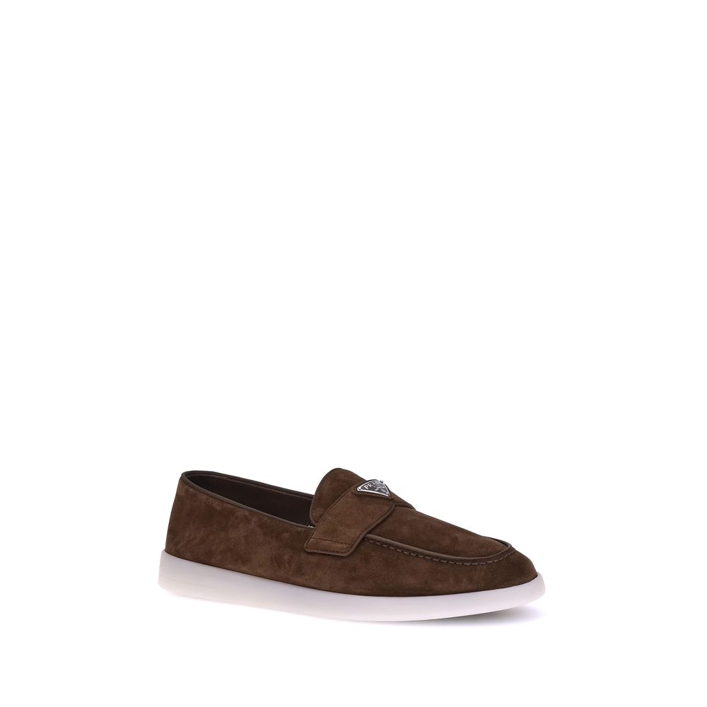 Prada Brown Calf Leather Slip-On Loafers