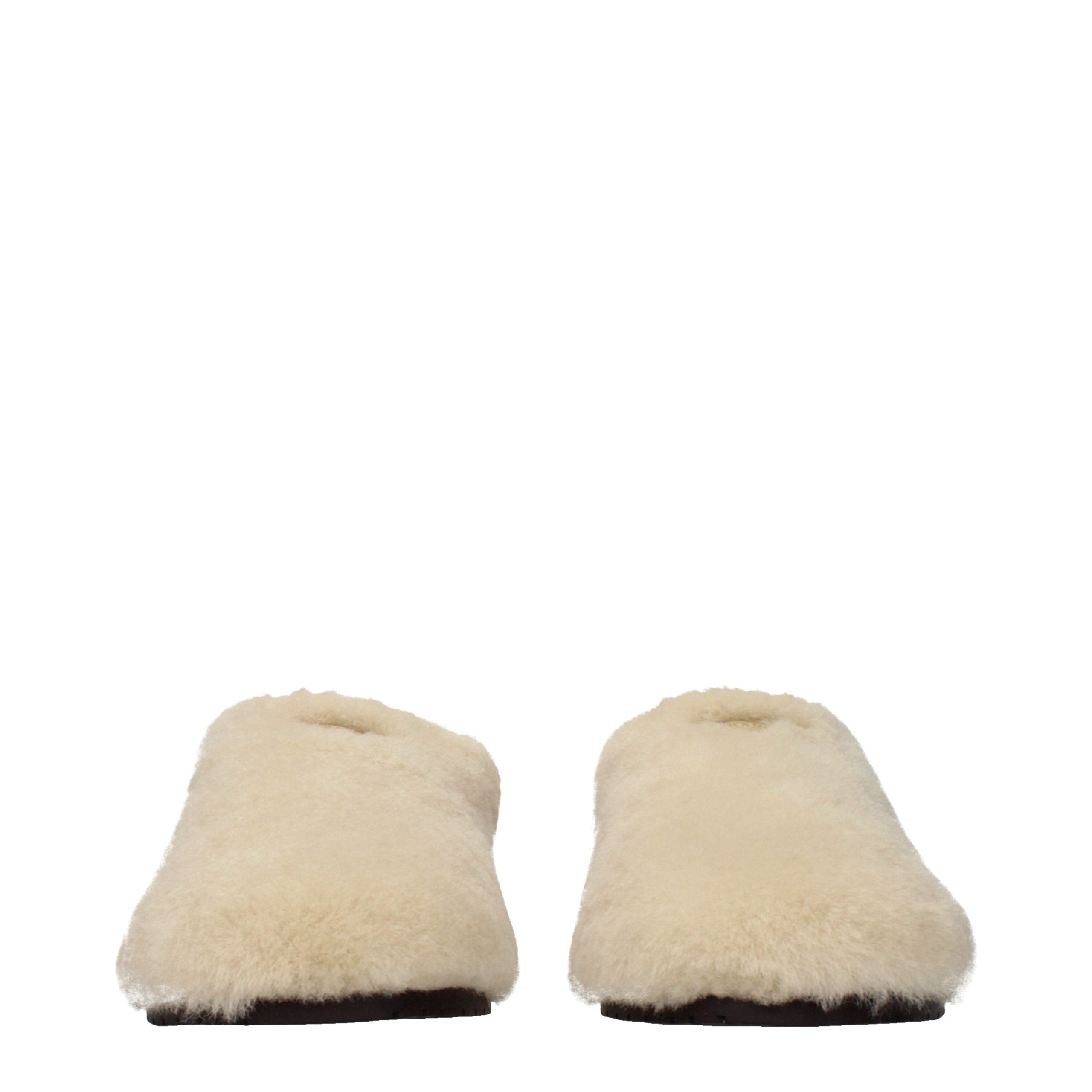 Beige Prada Leather Slippers with Front Logo