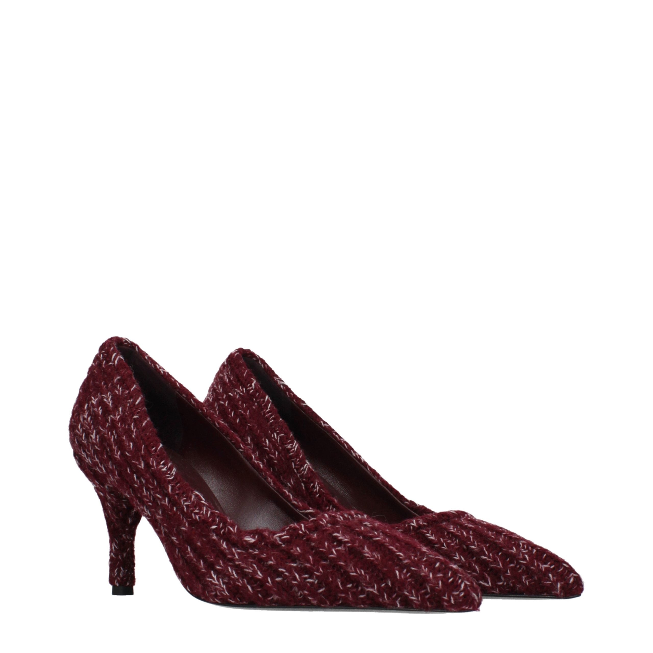 Red Synthetic Mid Heel Pumps by Prada