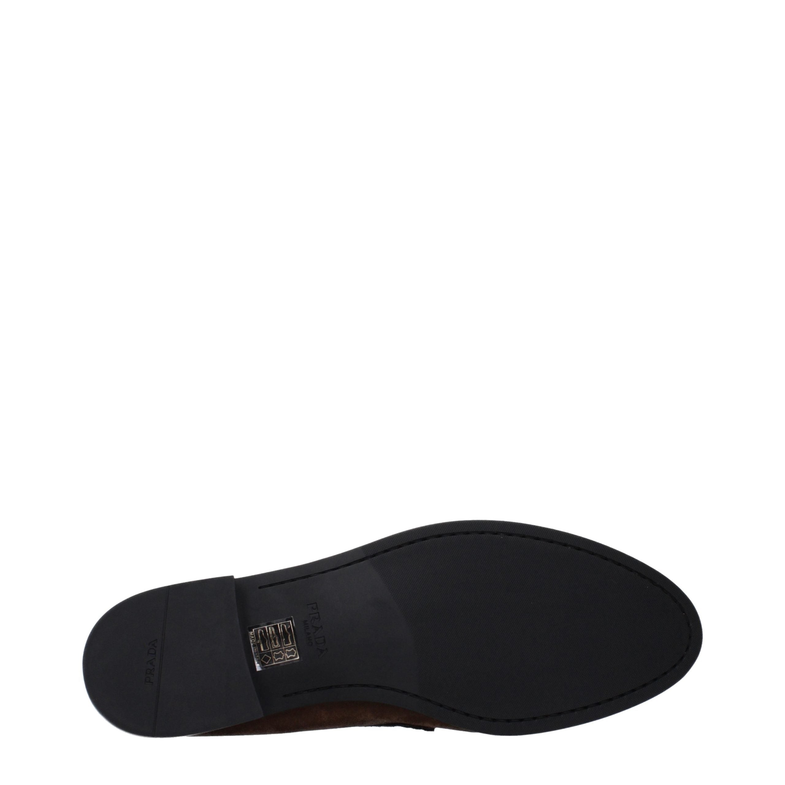 Brown Leather Loafers with Front Logo and Vintage Effect