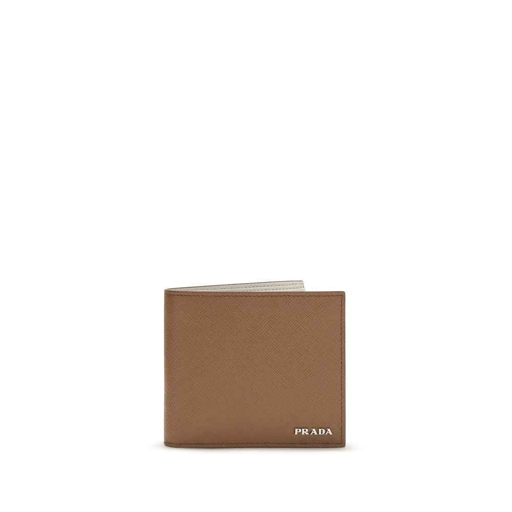 Beige Leather Bifold Wallet with Iconic Monogram