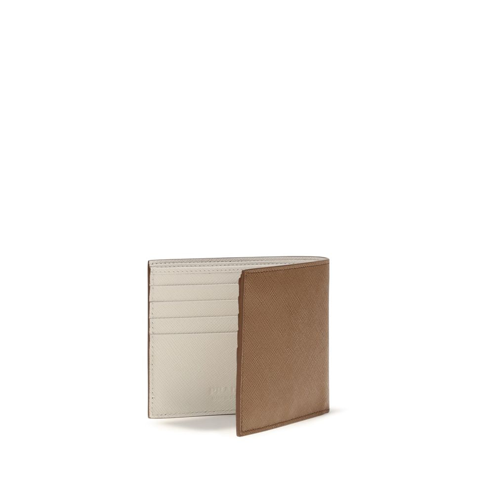 Beige Leather Bifold Wallet with Iconic Monogram