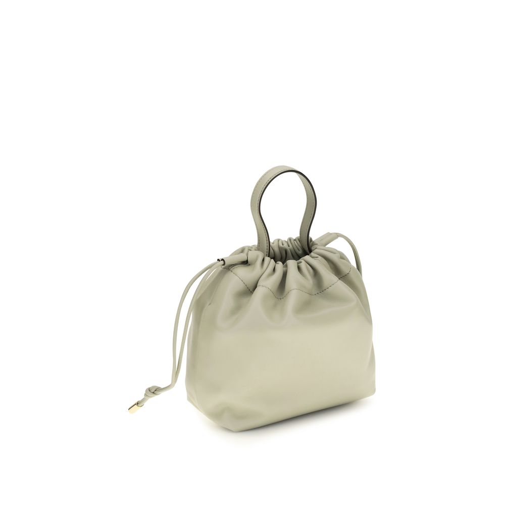 Gray Leather Lambskin Shoulder Bag with Chain Detail