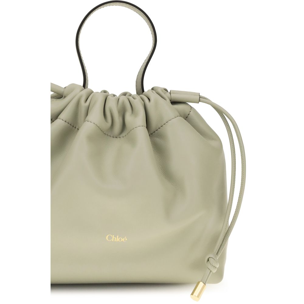 Gray Leather Lambskin Shoulder Bag with Chain Detail