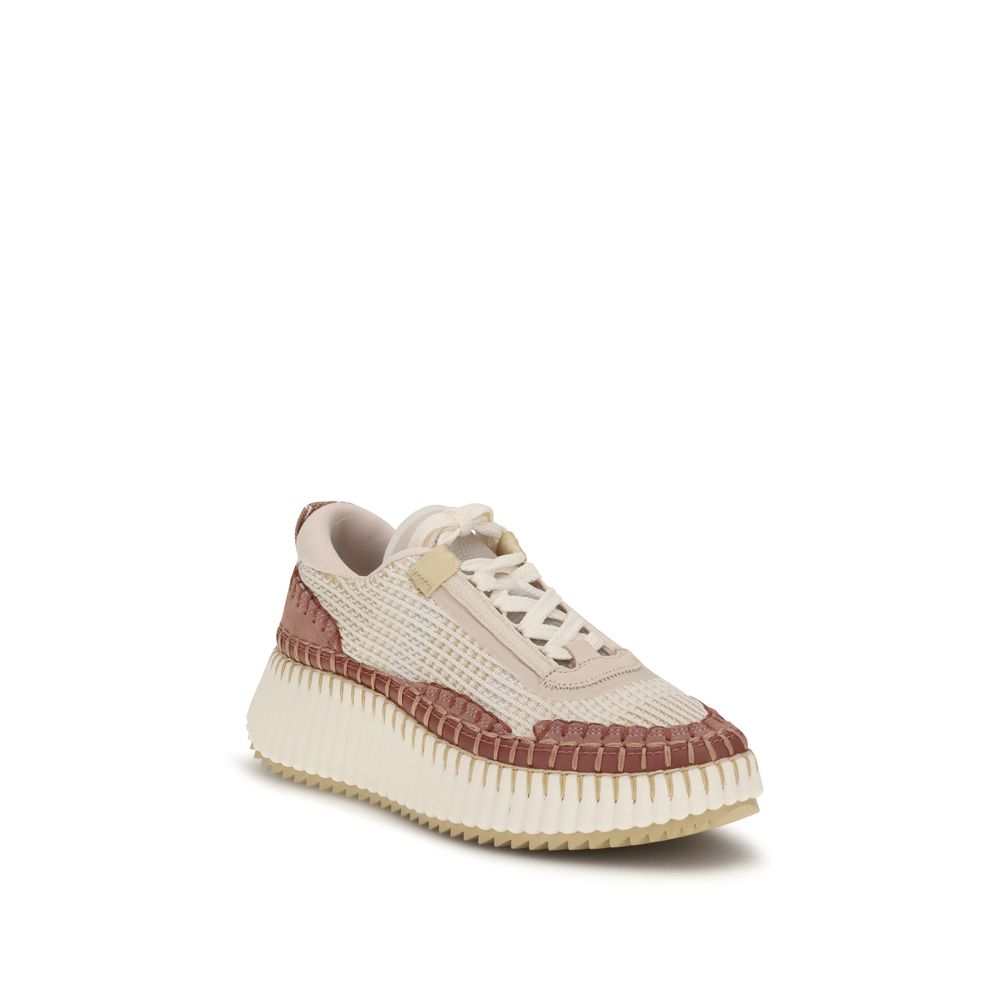 Beige klobige Synthetik-Sneaker von Chloé