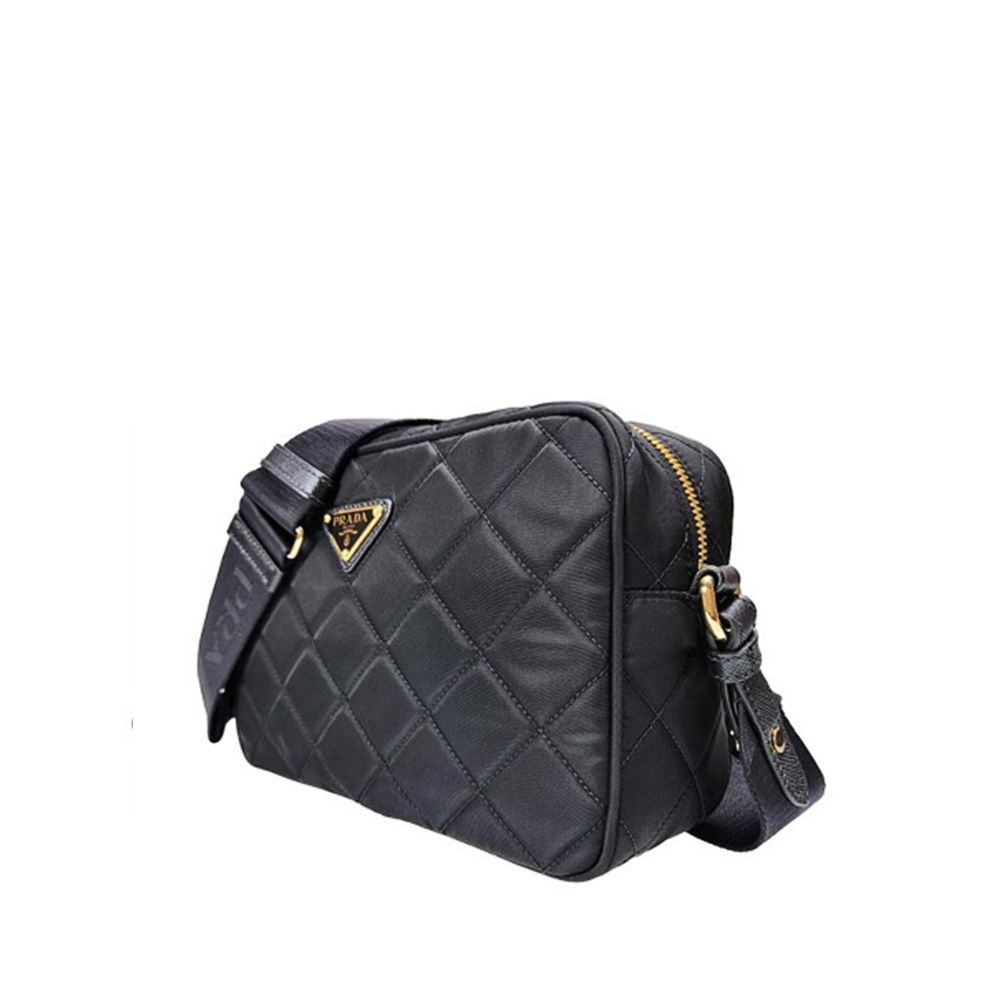 Black Synthetic Crossbody Bag with Detachable Strap