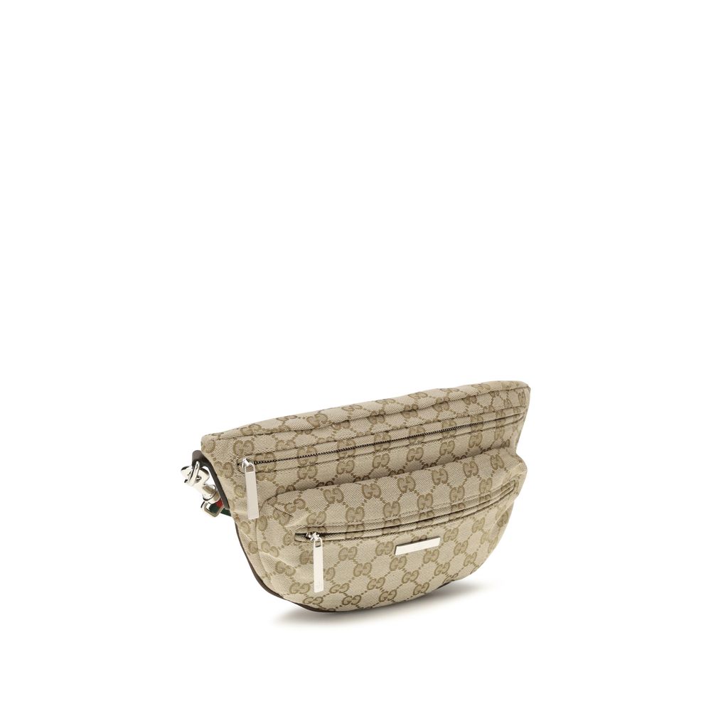 Beige Gucci Umhängetasche mit charakteristischem Webstreifen