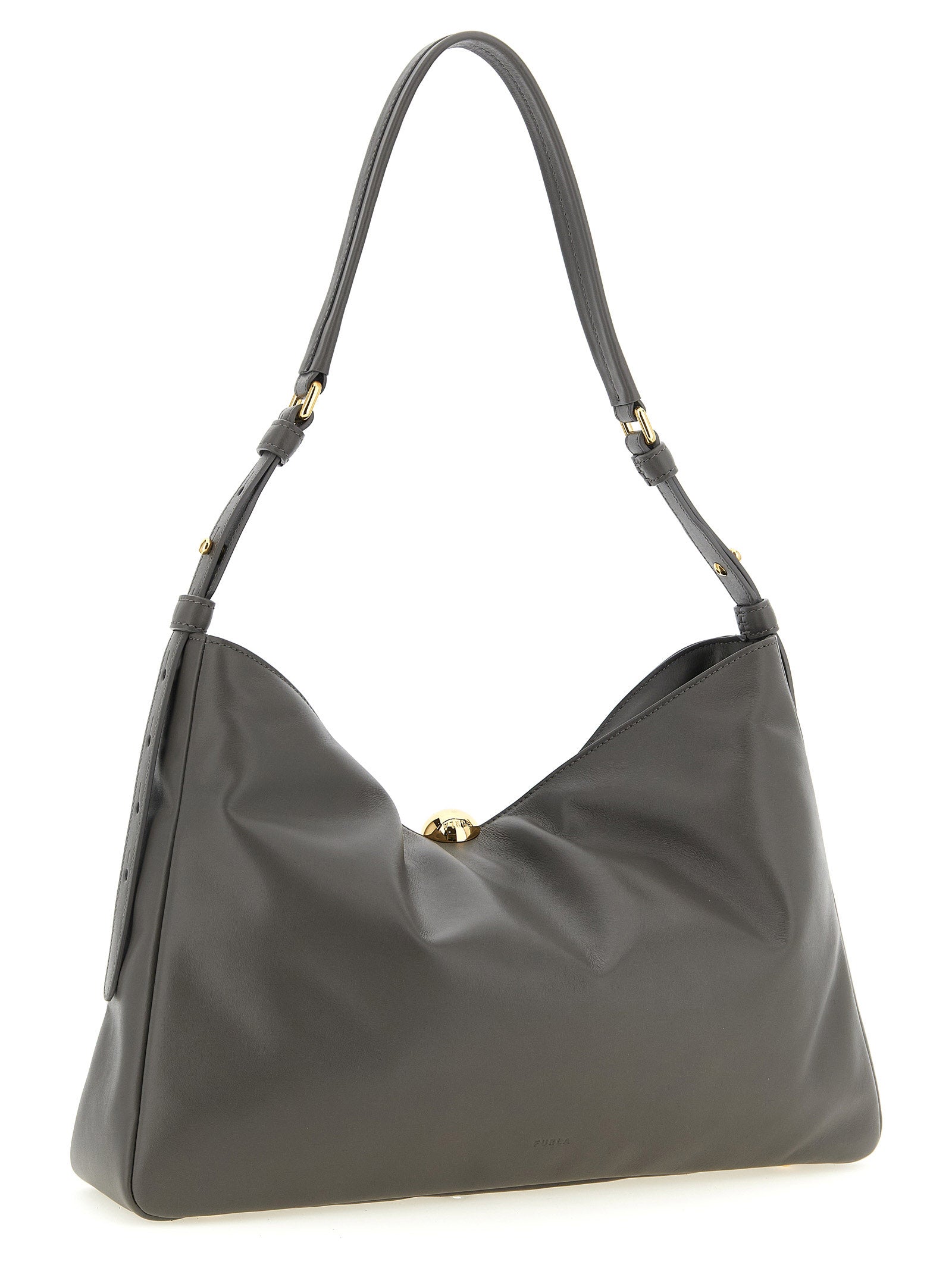 Furla Gray Sfera Soft Shoulder Bag Leather