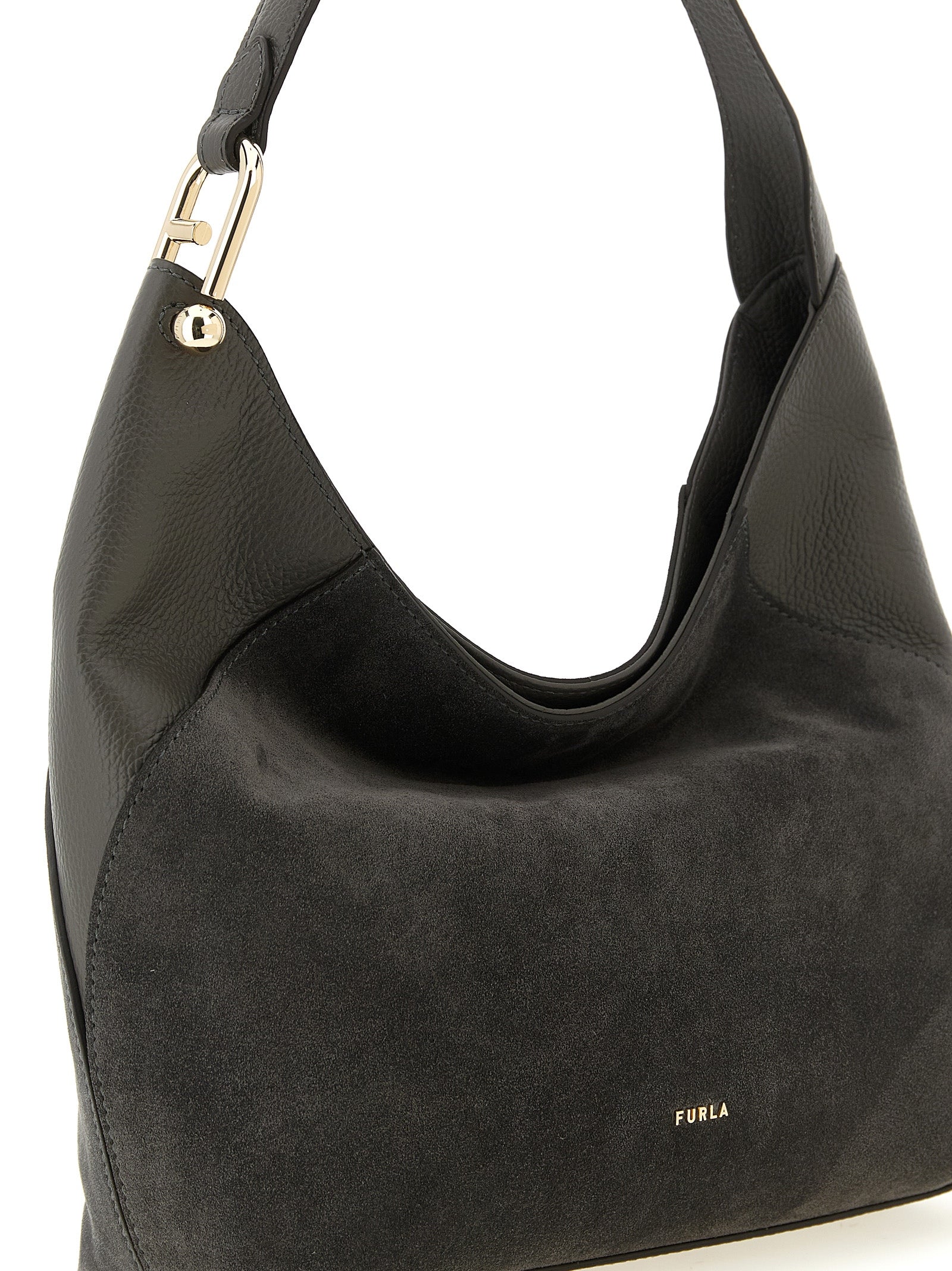 Furla Gray Lara Shoulder Bag Calf Leather