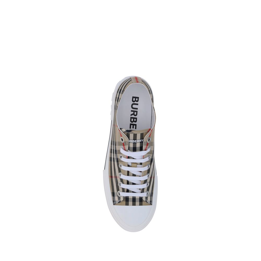 Brown Cotton Low Top Sneakers with Nova Check Print