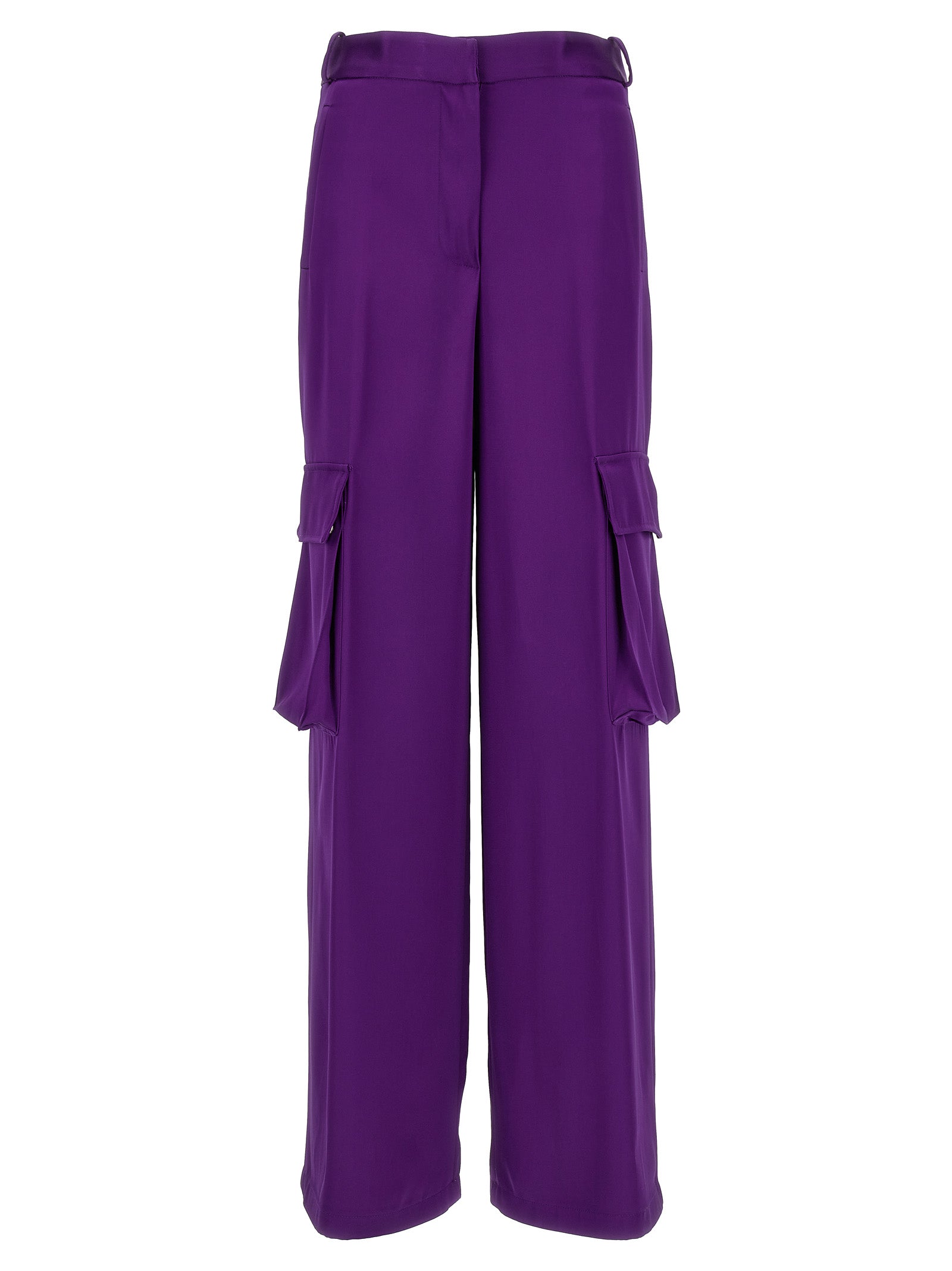 Purple Viscose Cargo Pants