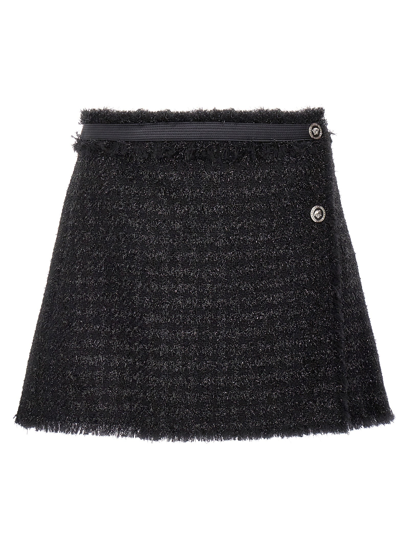 Jupe longue en laine vierge noire Versace
