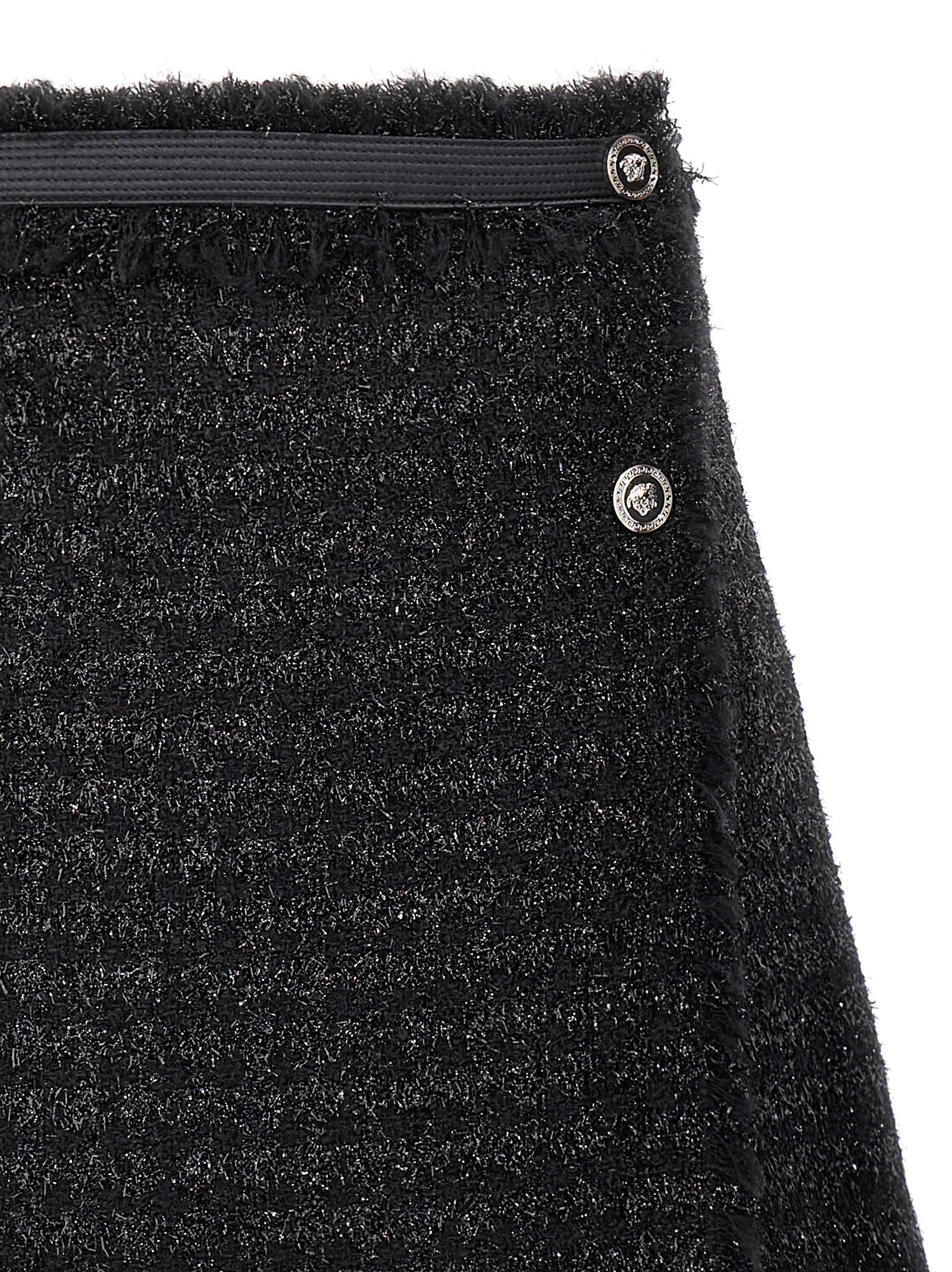 Jupe longue en laine vierge noire Versace