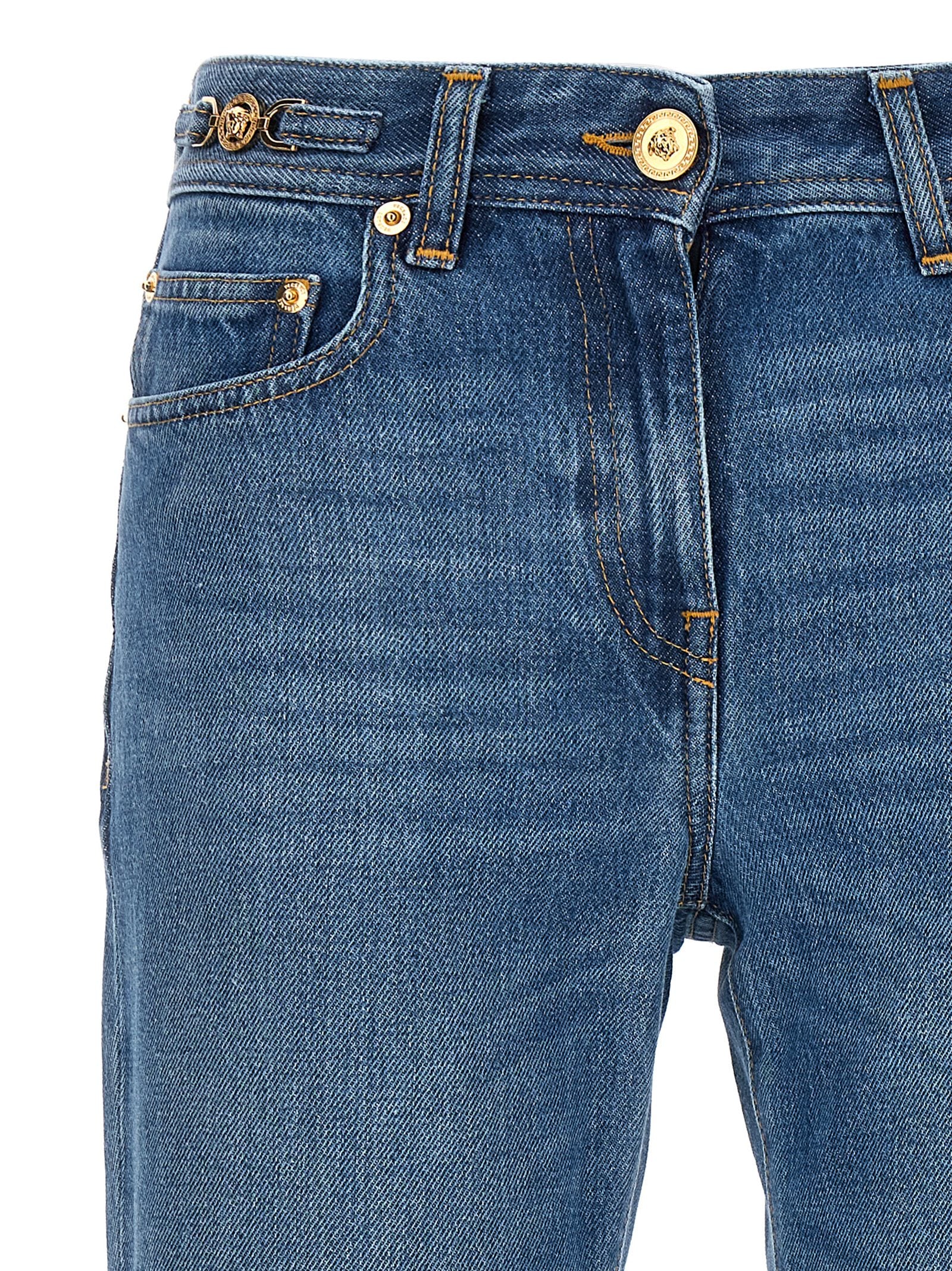 Jean évasé en coton bleu Versace