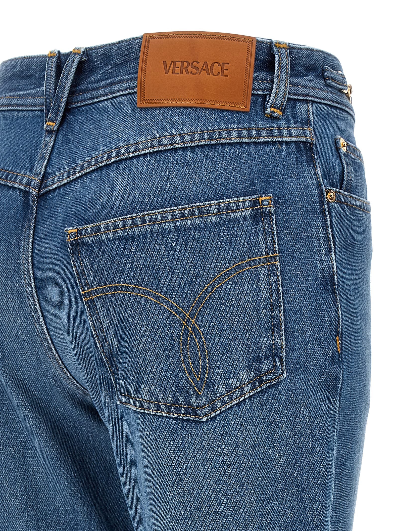 Jean évasé en coton bleu Versace