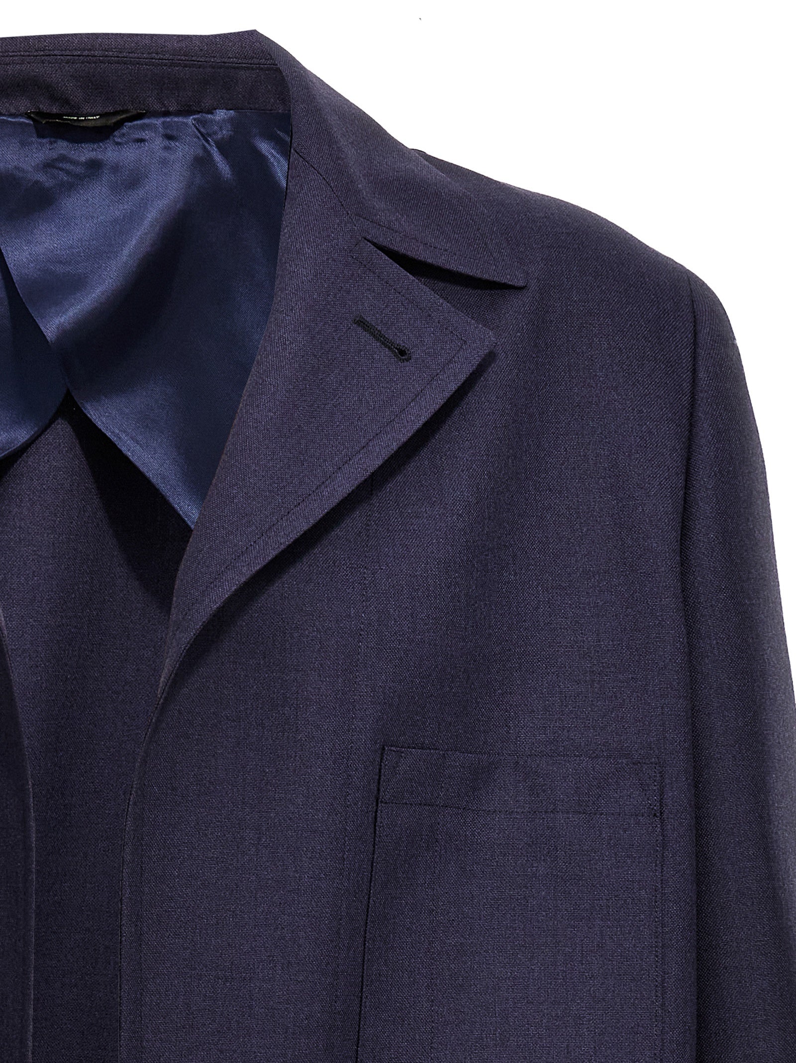 Blue Virgin Wool Full-Length Jacket