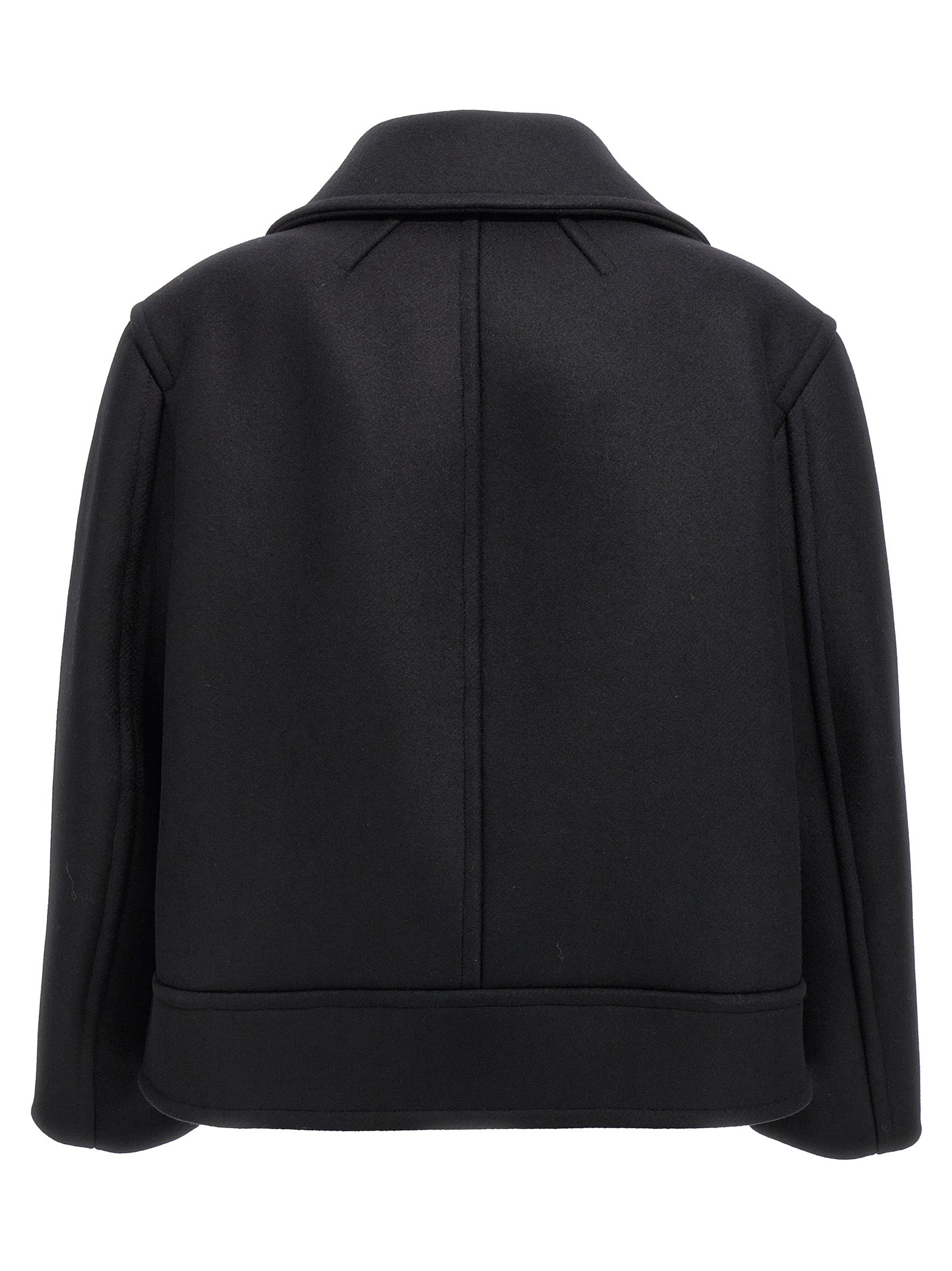 Manteau en laine vierge noir Saint Laurent