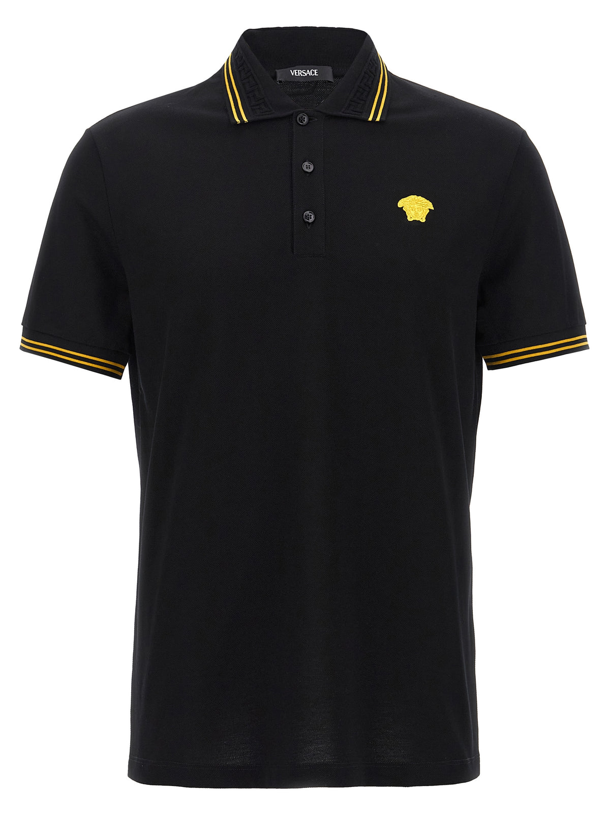 Versace Black Cotton Polo Shirt