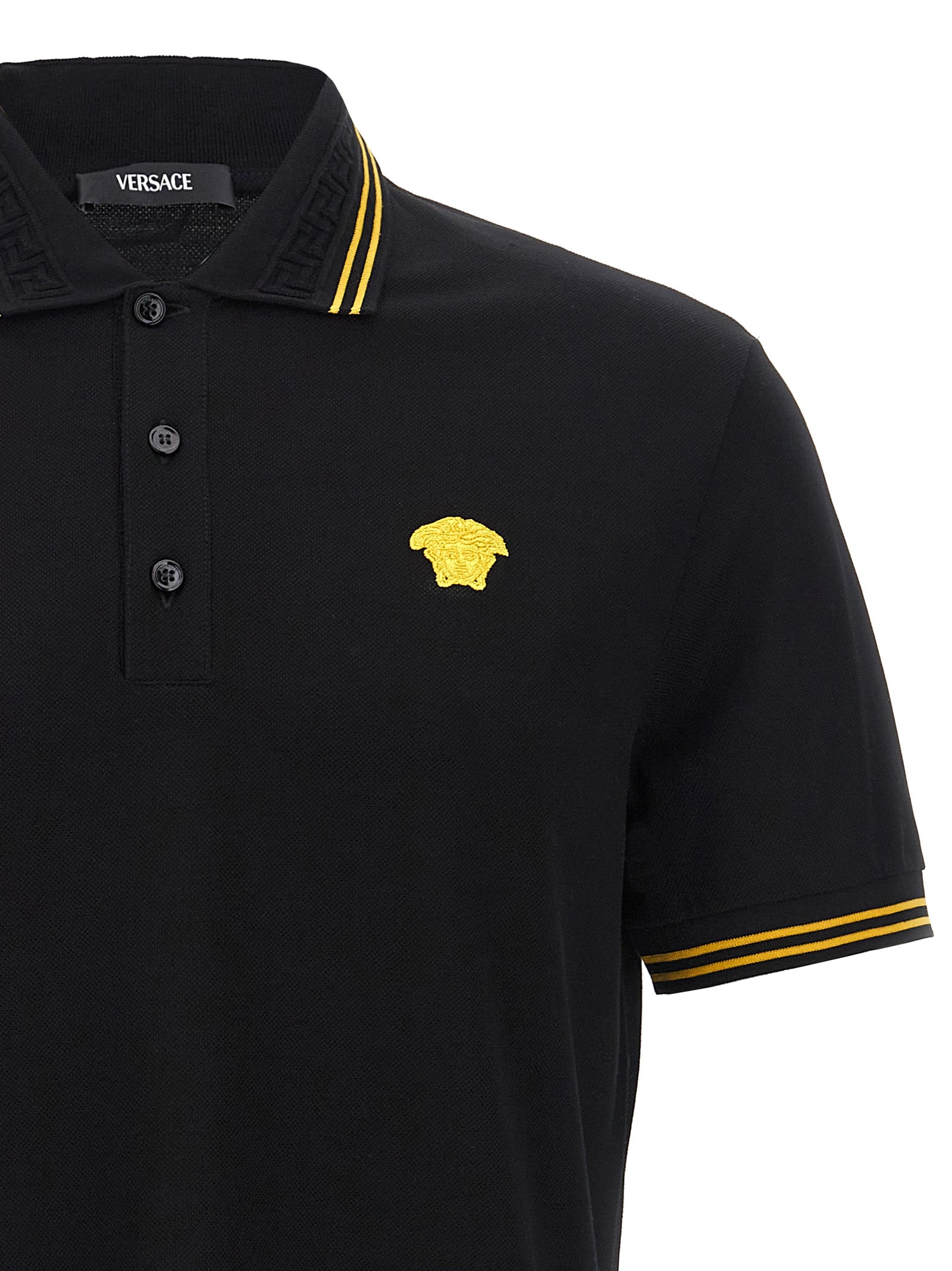 Polo en coton noir Versace