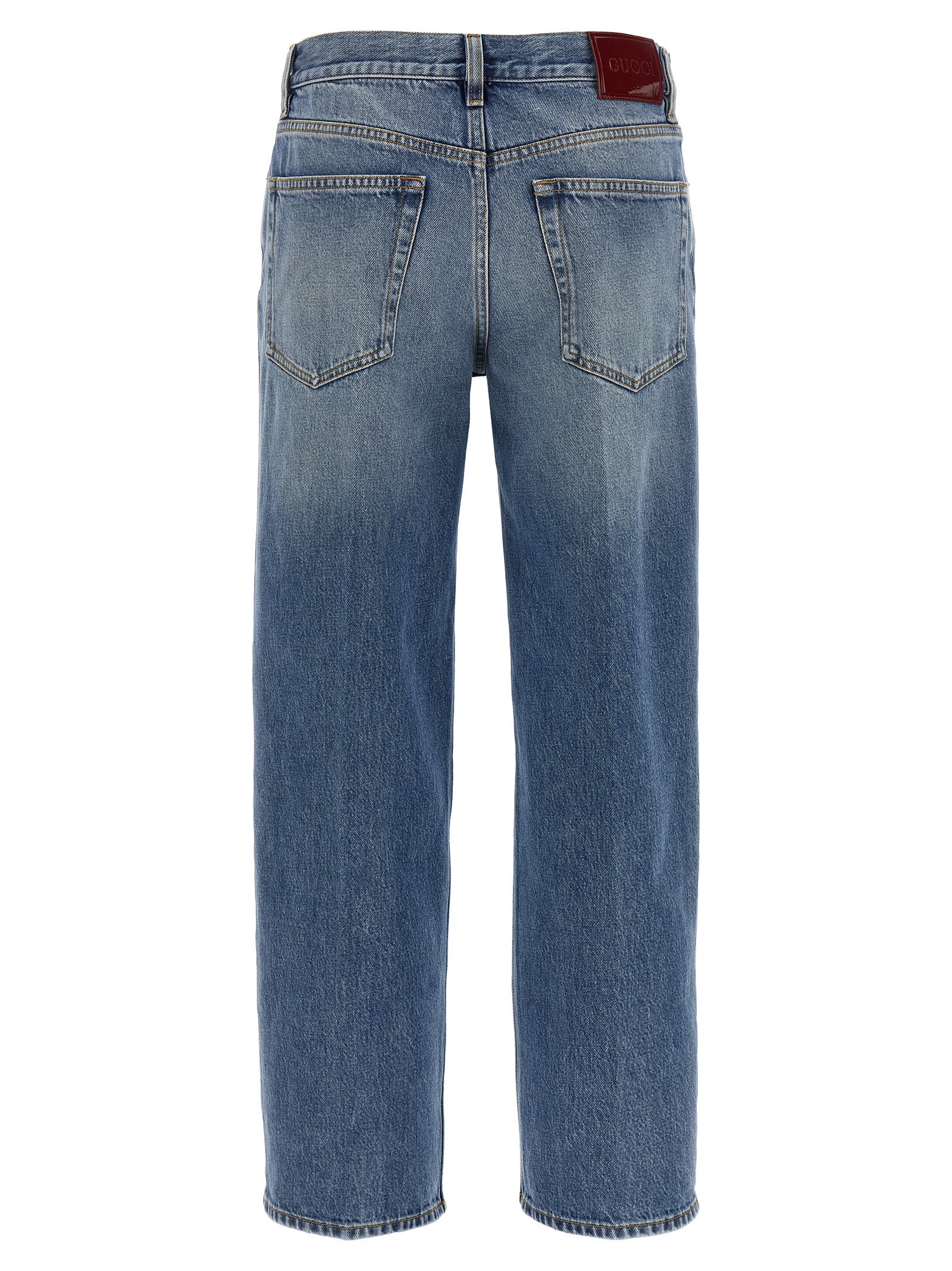 Jeans droits en coton bleu Gucci