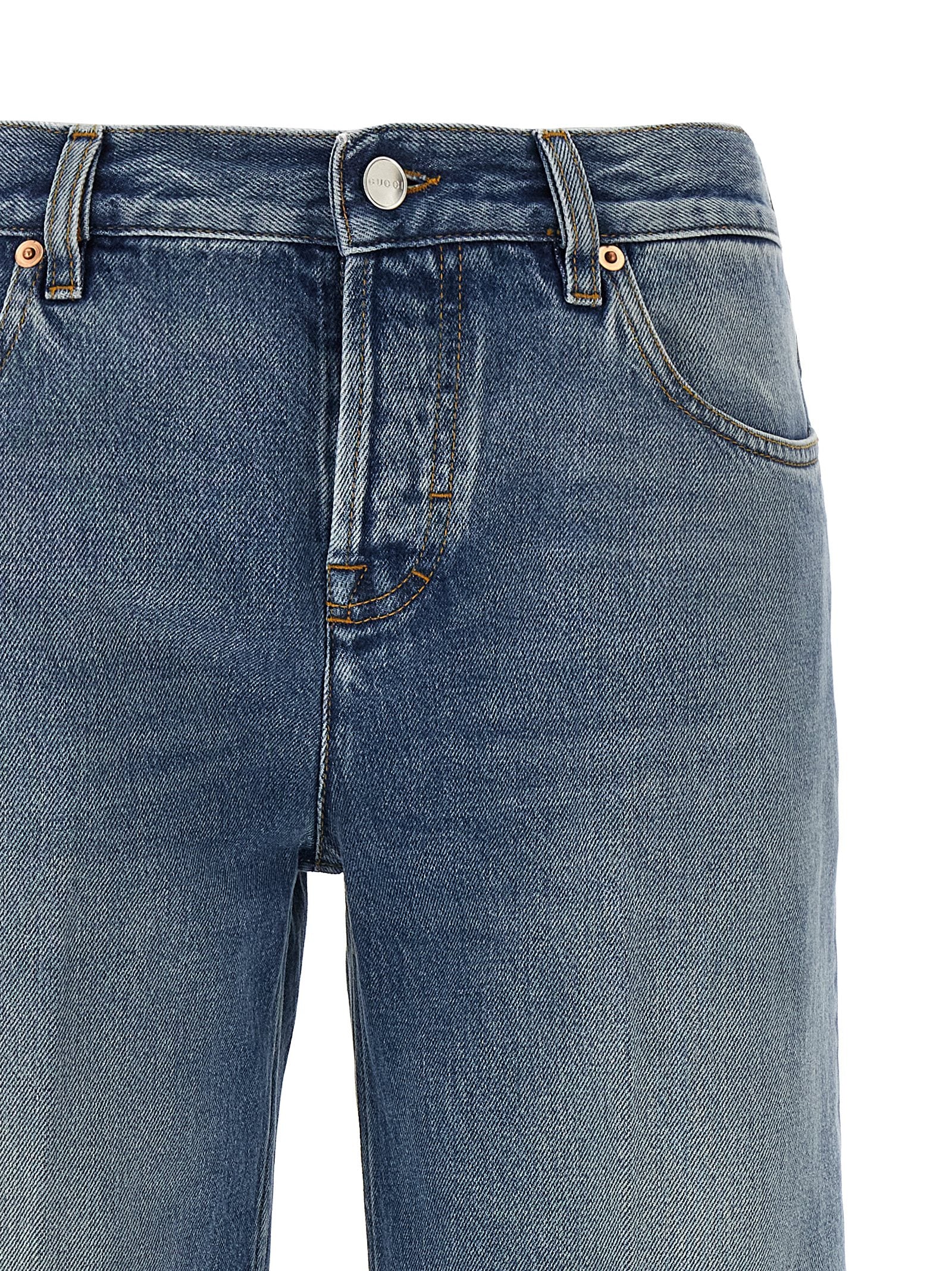 Jeans droits en coton bleu Gucci