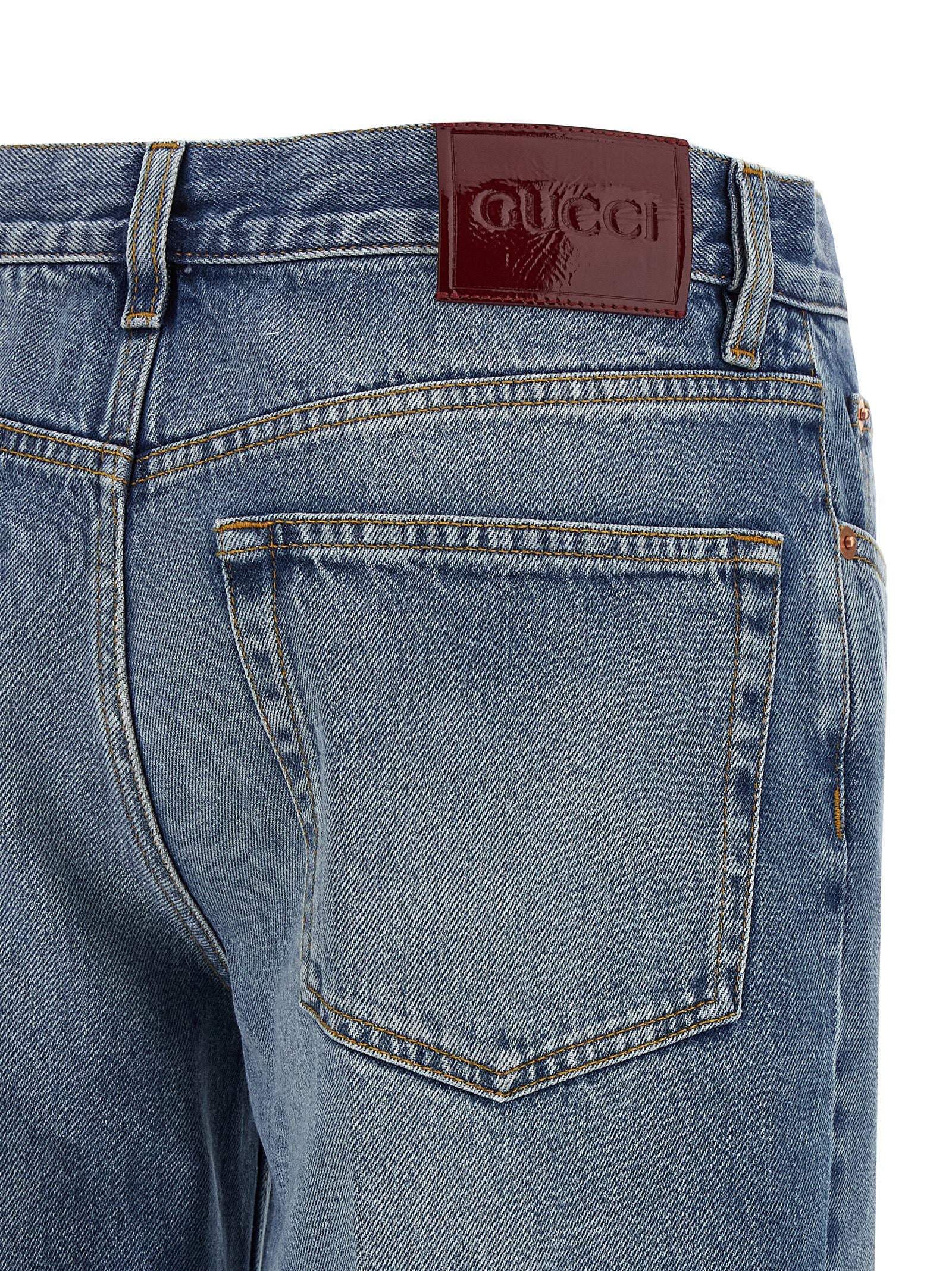 Jeans droits en coton bleu Gucci