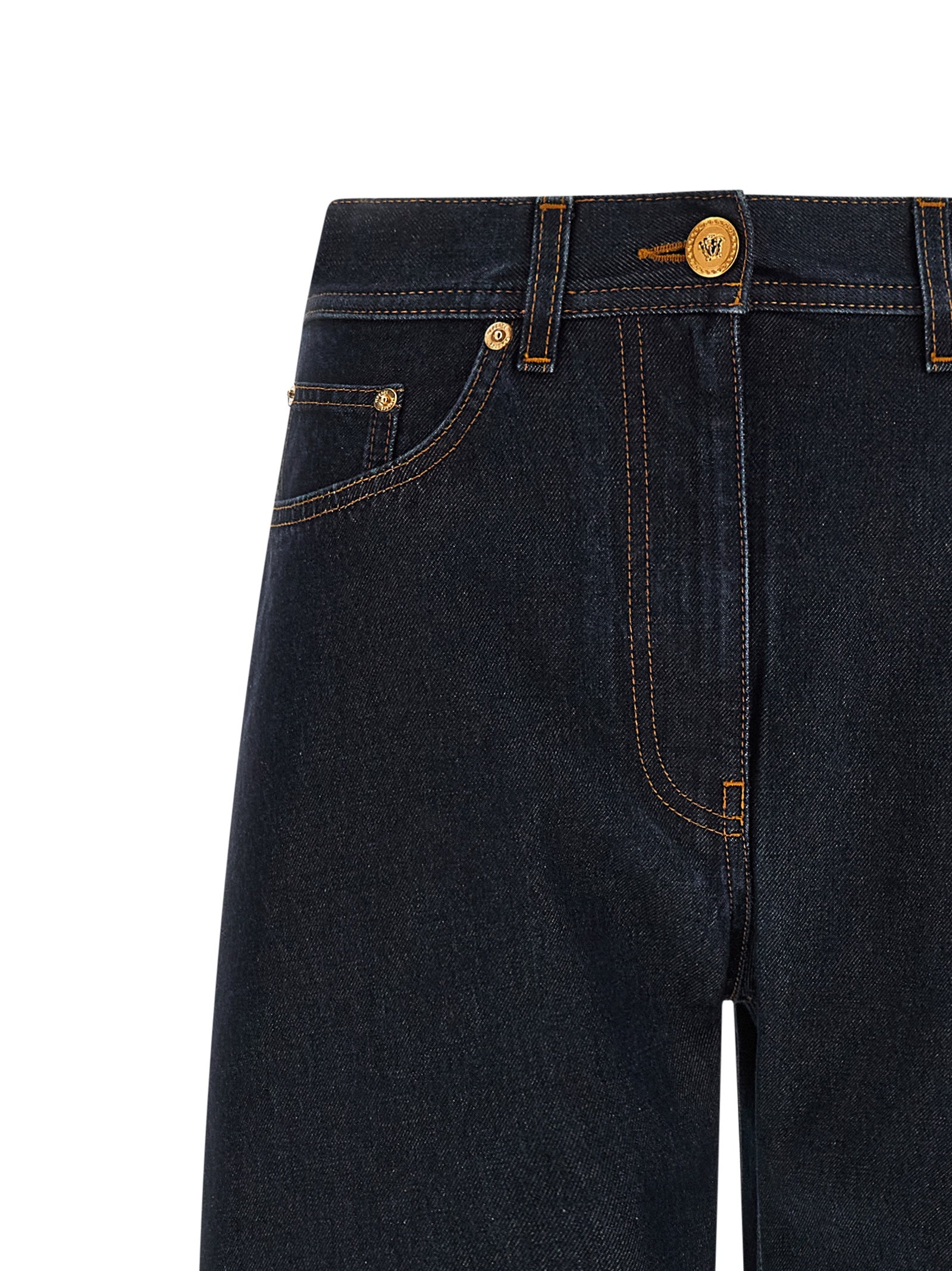 Jean Versace taille haute en coton bleu