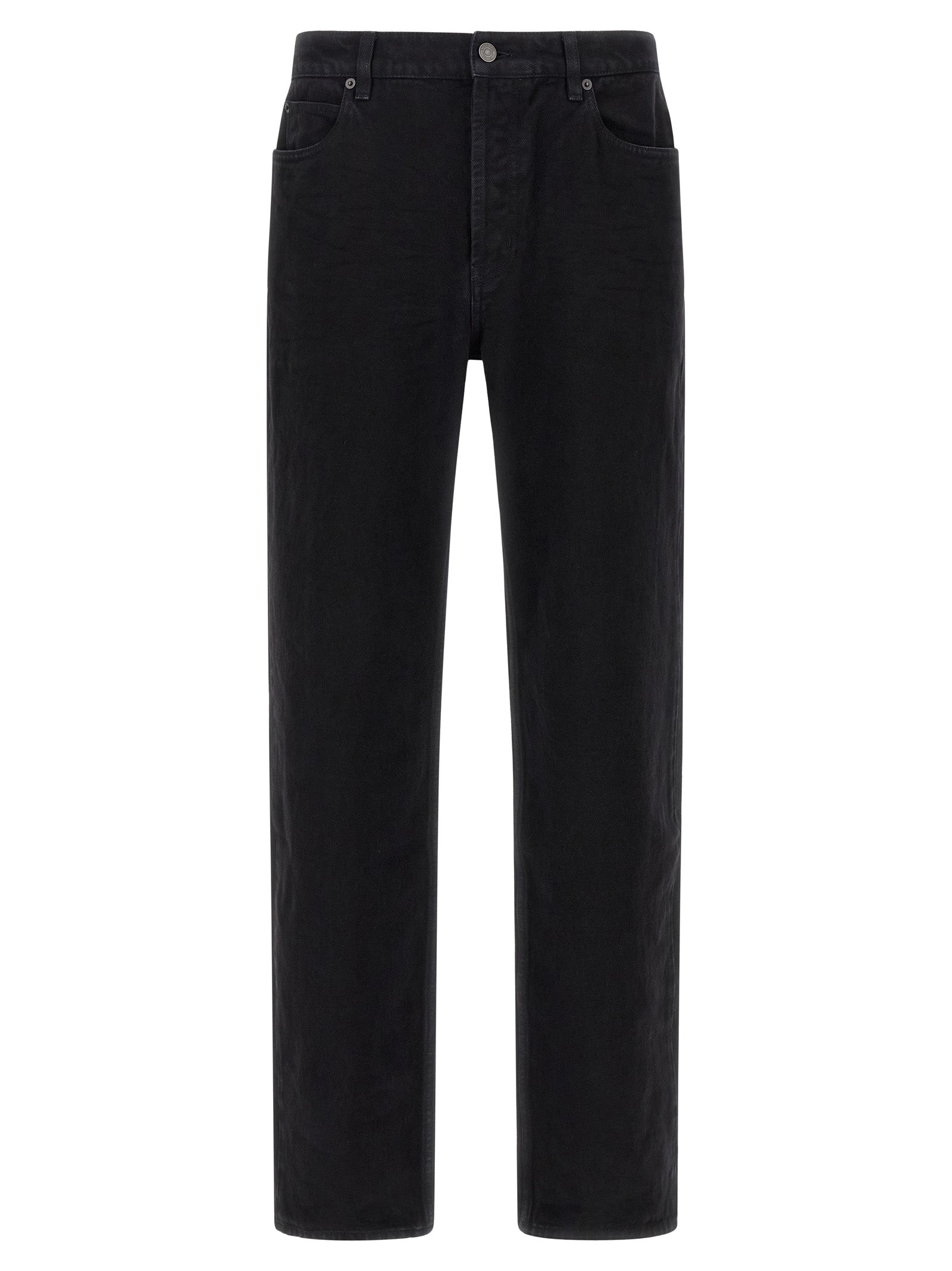 Jean Saint Laurent noir en coton à coupe droite