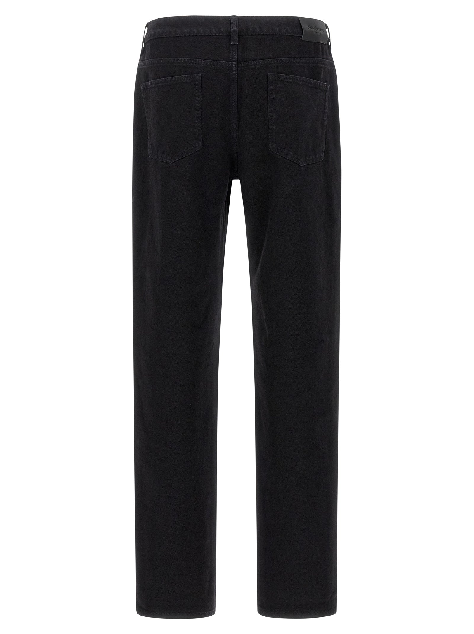 Jean Saint Laurent noir en coton à coupe droite