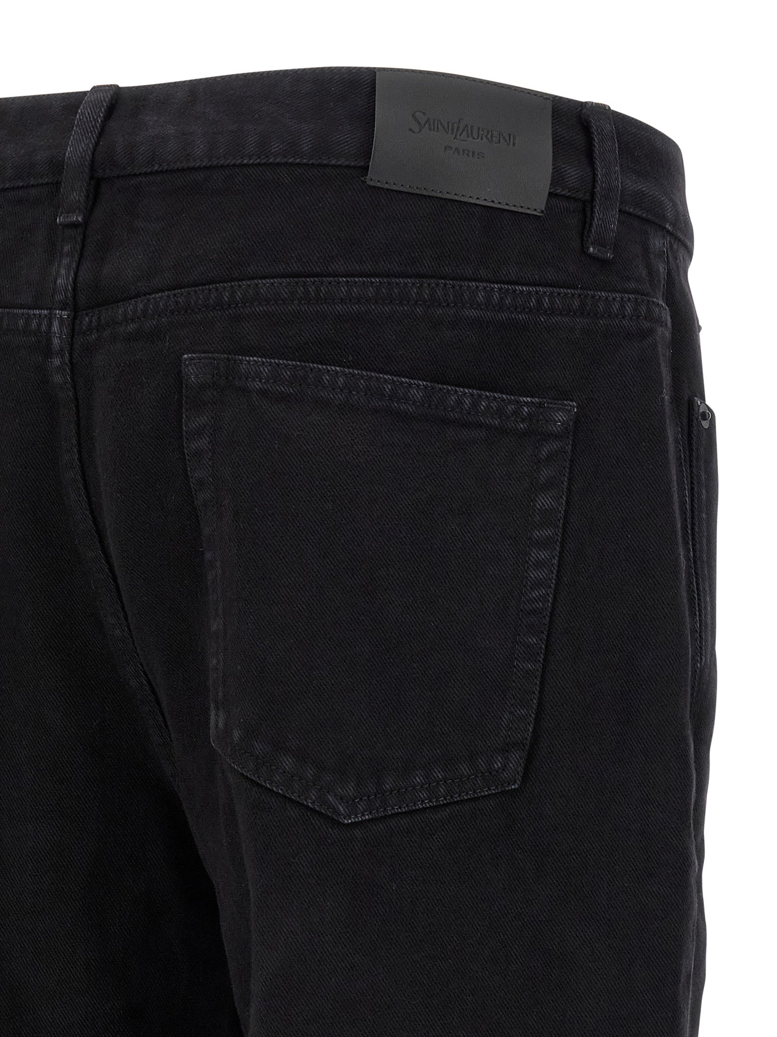 Jean Saint Laurent noir en coton à coupe droite