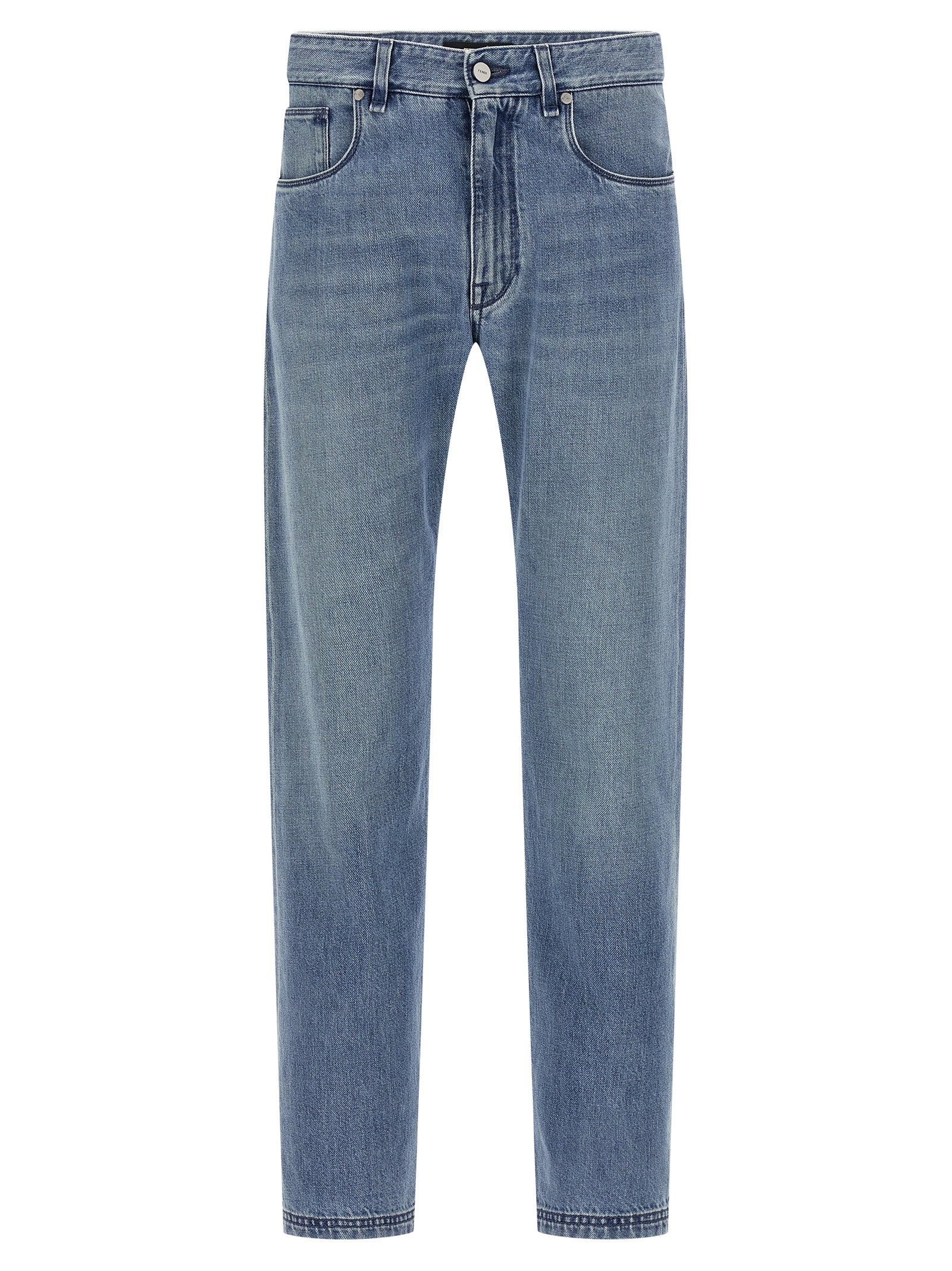 Jeans droits Fendi en coton bleu