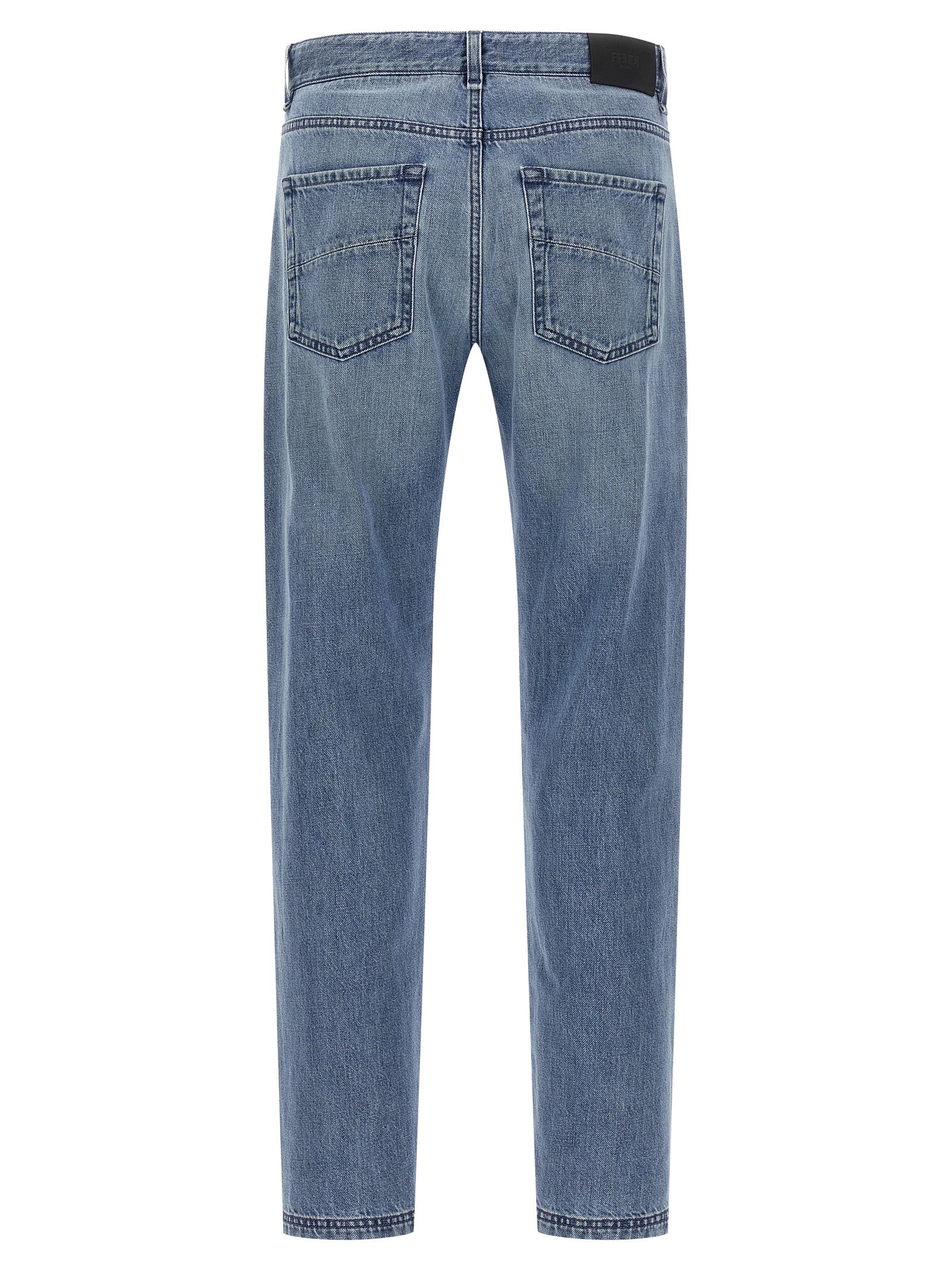 Jeans droits Fendi en coton bleu