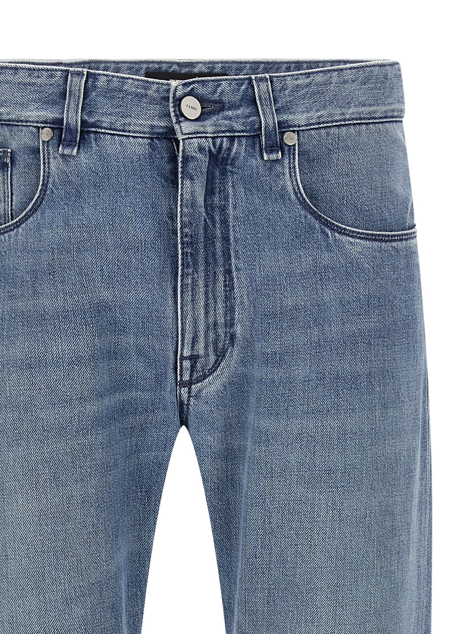 Jeans droits Fendi en coton bleu